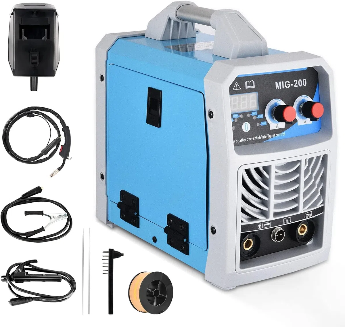 Soldador Inverter 200A 220V ARC/MIG/TIG 3 en 1 Máquina de Soldar IGBT Inverter Soldadora Soldadora Portátil Electrodo Grupo de Soldar, Pinza de Tierra, Máscara, Cepillo