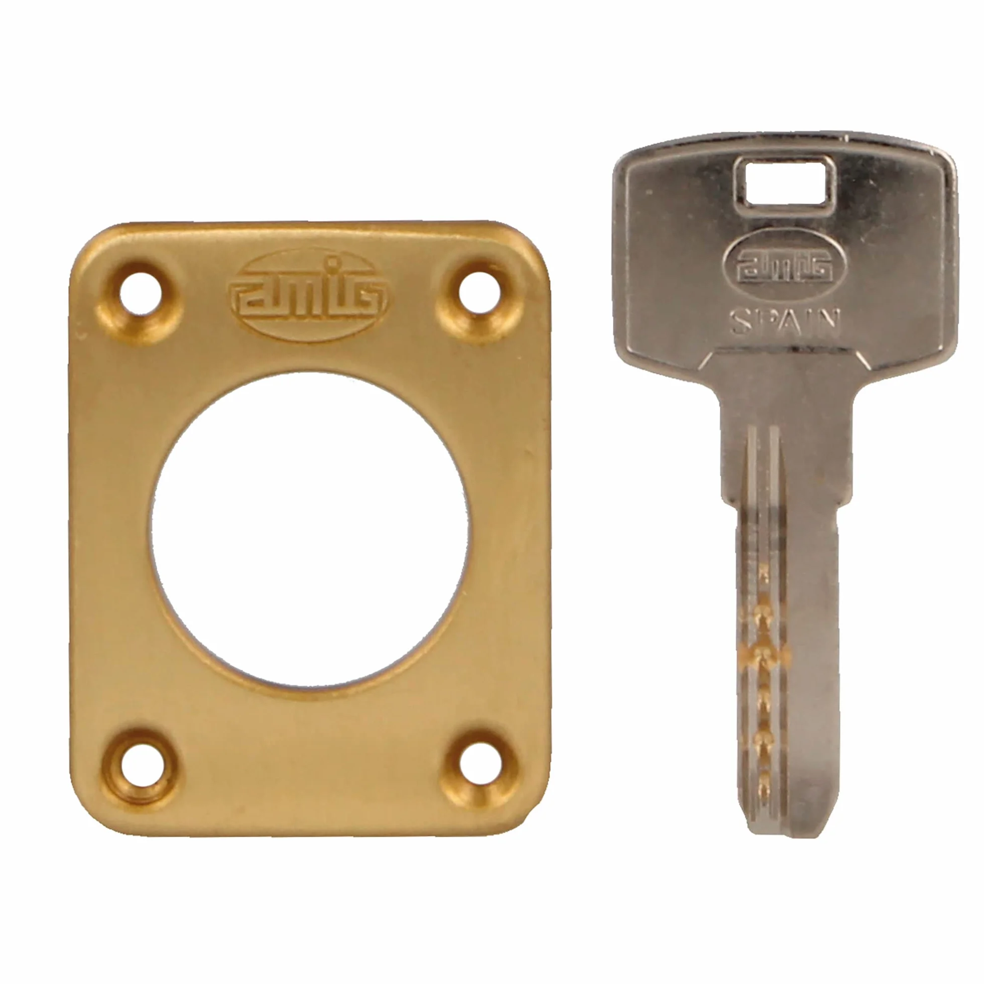 Amig - Cerradura de Sobreponer de Derecha con Palanca de Cierre - Tirador para Puertas de Madera - Mod. 75 67 x 112 mm - Cilindro Redondo de Seguridad - Acero - Marrón