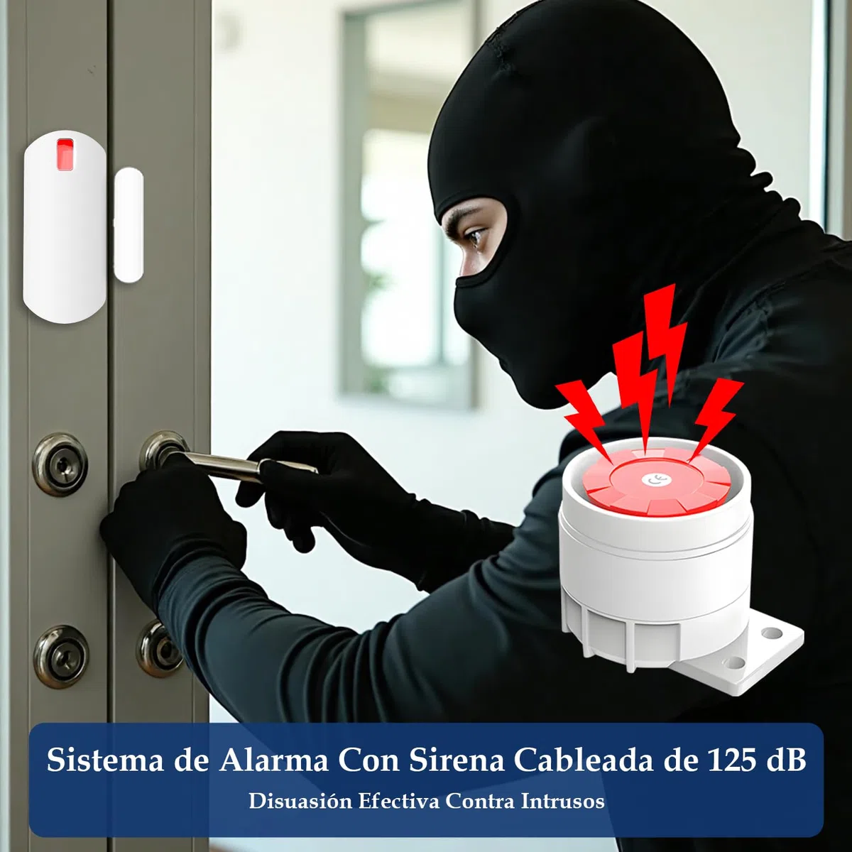 YISEELE Alarma para casa: Kit Alarma casa 5 GHz WiFi - con Reloj y App Gratis - Completo 1 Sirena 125dB - 6 Sensores Puerta/Ventana - 2 Mandos - 1 Central - Compatible con Alexa y Google Home