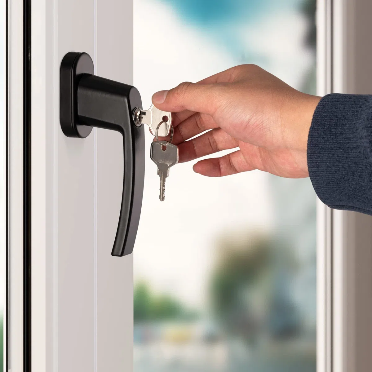 Monzana 8X Manilla de Ventana Puerta Universal Cerradura 2 Llaves x Manija 2 Posiciónes de Bloqueo Negro