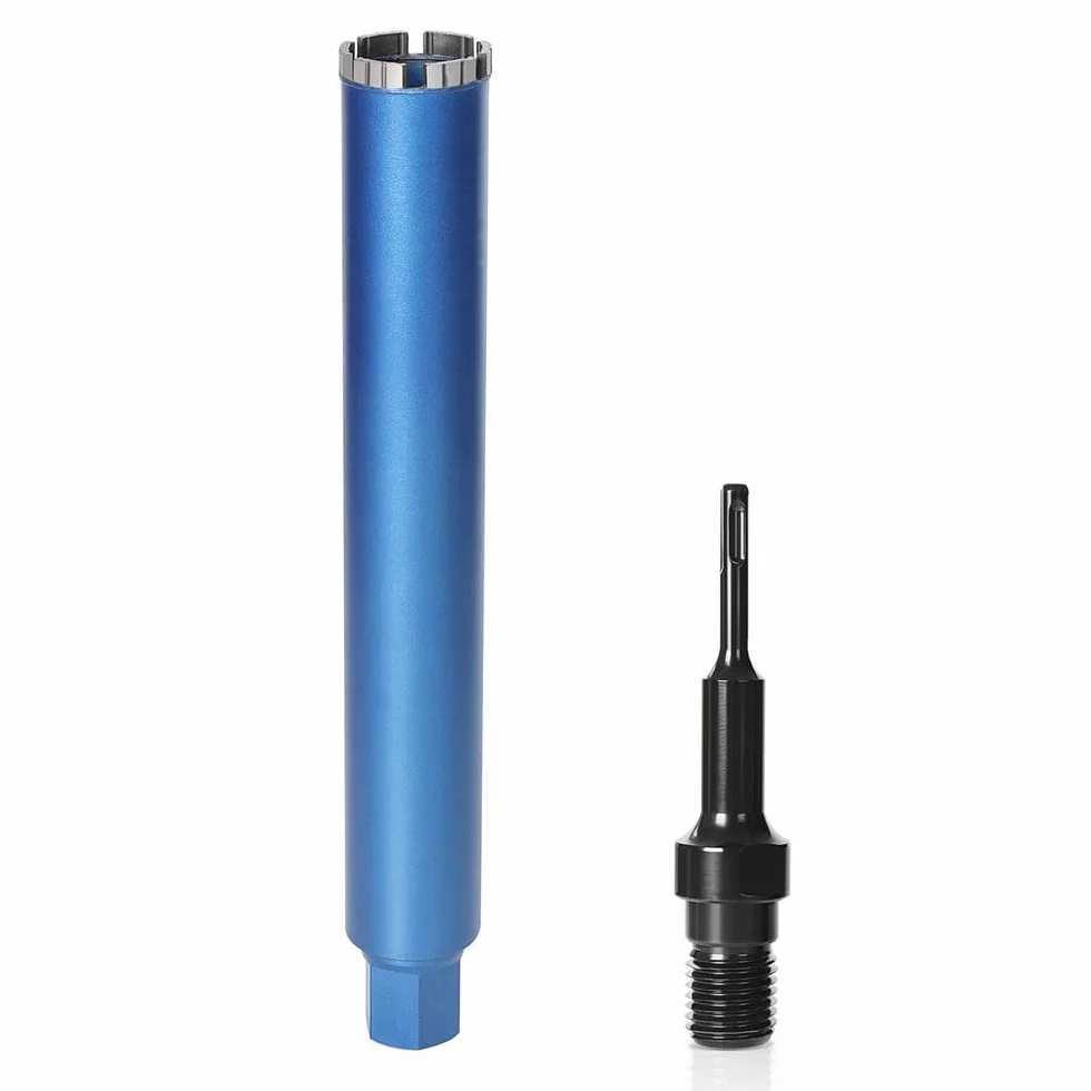 Corona de perforación de diamante para máquina de perforación de núcleo, taladro de núcleo turbo con SDS-Plus - 1 1/4" - Ø 62mm - Longitud total 460 mm - de aleación de metal - Taladro de núcleo para