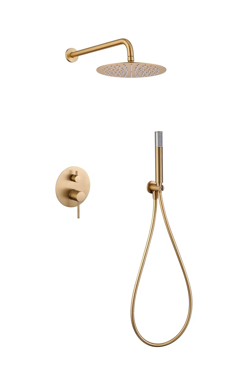 IMEX GPM039/OC MONZA Conjunto Grifo Ducha Monomando Empotrado Oro Cepillado