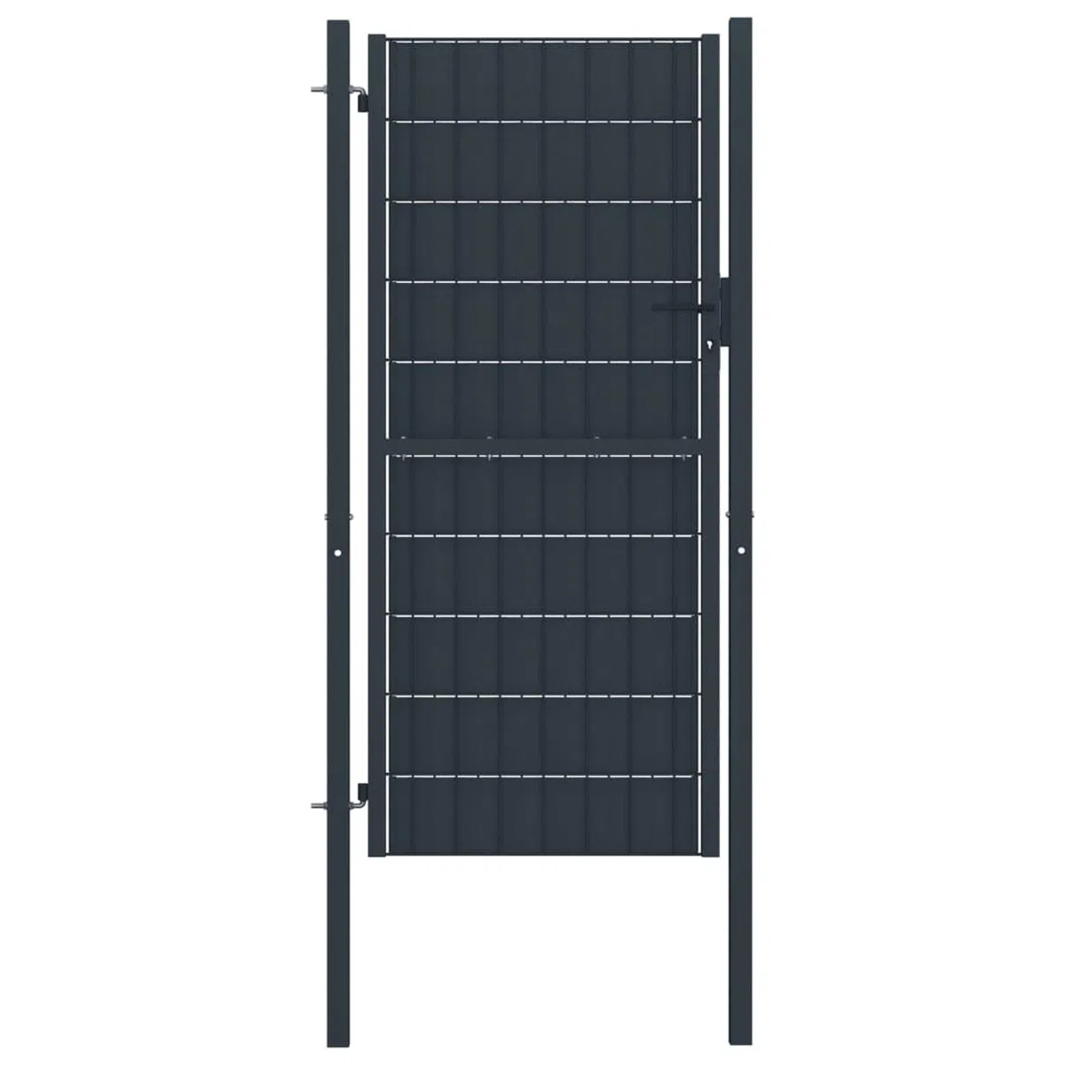 Puerta para valla de PVC y acero 100 x 124 cm antracita, puerta para valla de exterior, puerta para jardín, puerta de valla peatonal, barrera para muebles Cortilev