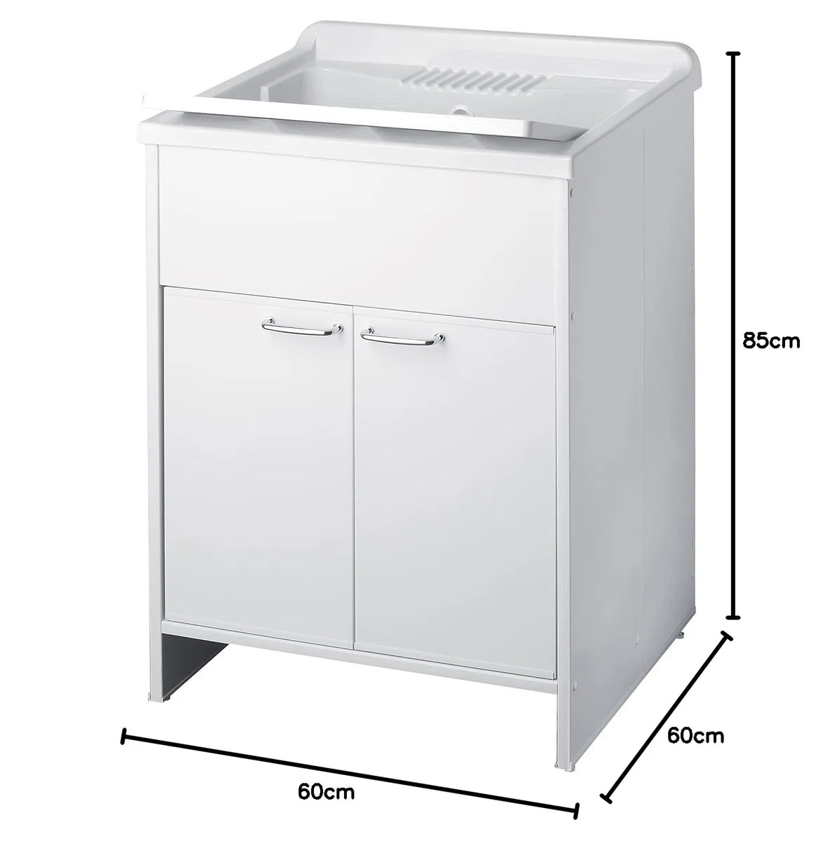 Negrari - 9007KAM Tina de Resina, Tina Resistente a los Ácidos, Gabinete de PVC Resistente a la Humedad, Interior/Exterior, L60 x P60 x H85 cm, Blanco