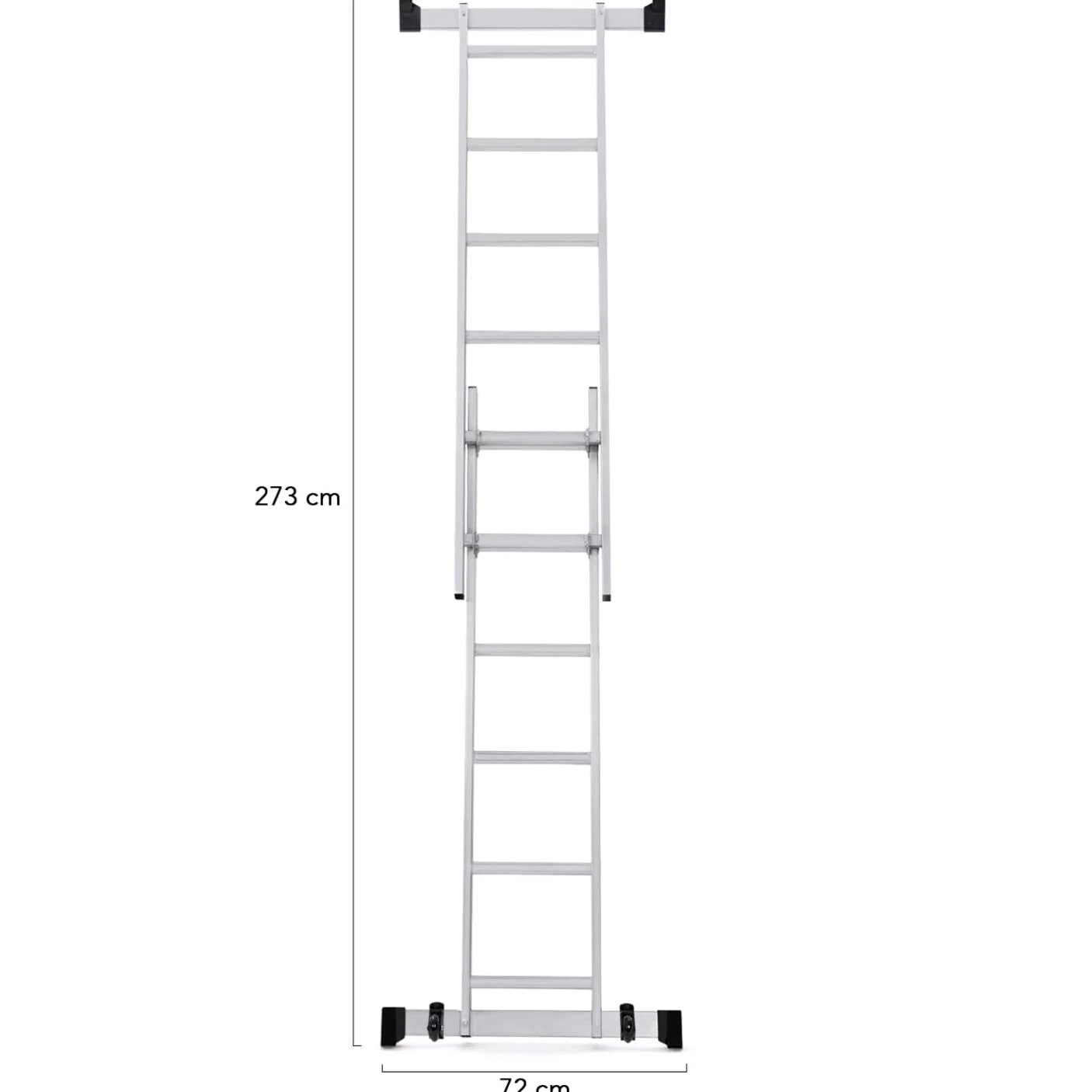 IDMarket - Andamio de aluminio con escalera multifuncional y plataforma modular sobre ruedas, altura 165 cm