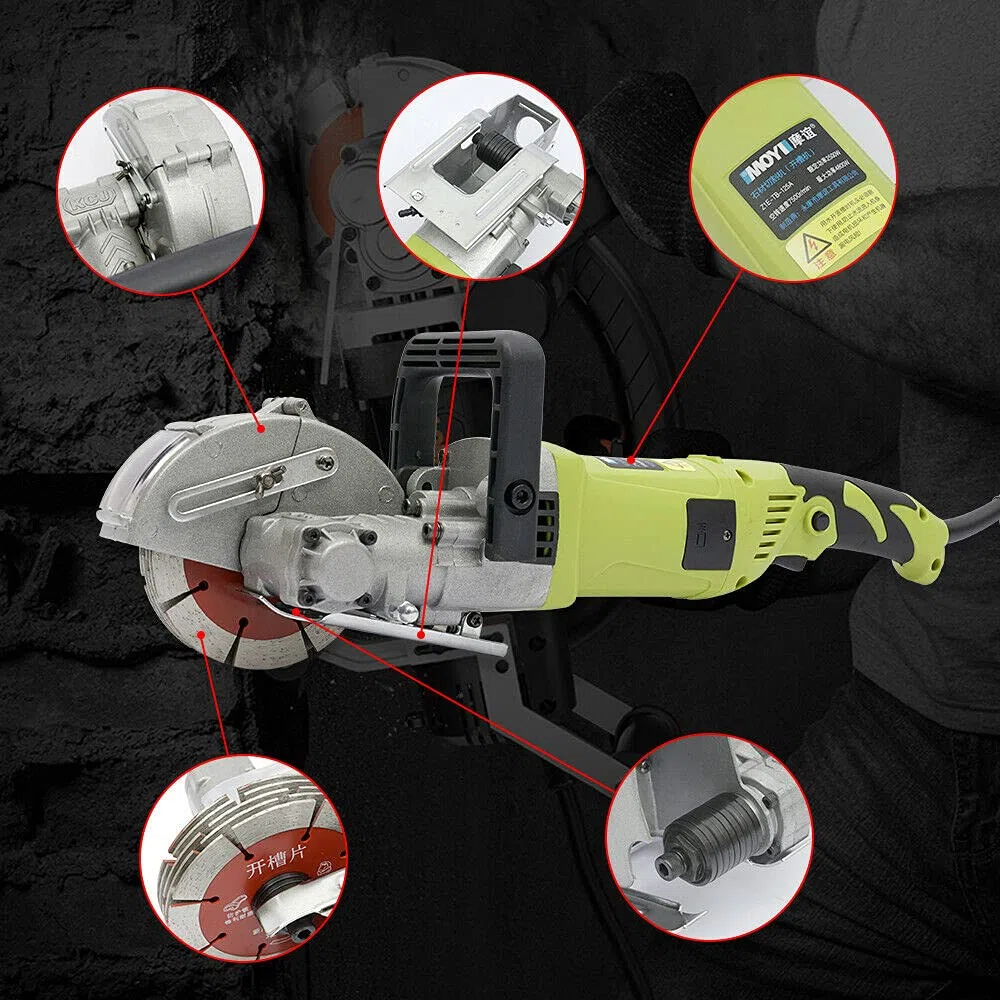 4000 W, fresadora eléctrica de pared, 7500 rpm, ranura de pared, fresadora eléctrica de pared con 5 hojas de sierra y bomba de agua para ladrillo, hormigón, mármol, etc