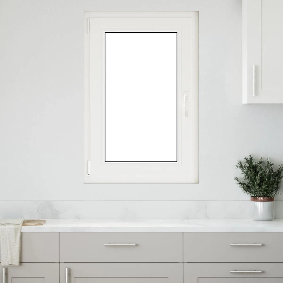 vidaXL Ventana de sótano RISOR 60 x 90 cm PVC y Vidrio Blanco, Sótano, Aislante Térmico Moderno y Duradero para Ventanas Eficientes, Accesorios de Vidrio PVC Aislantes