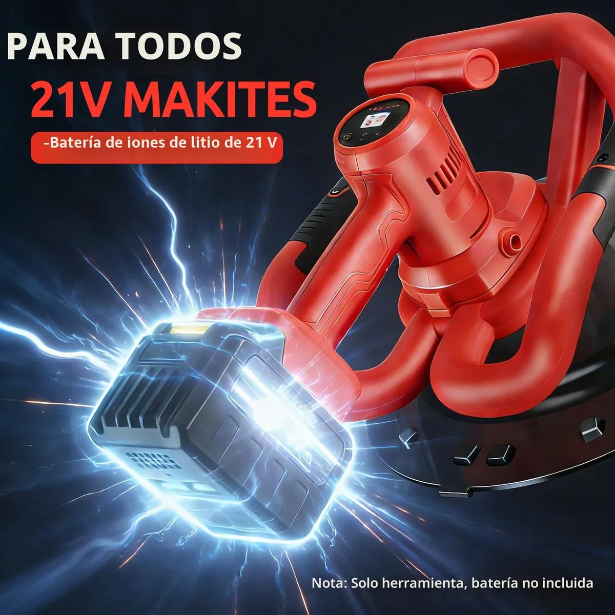 Alisador eléctrico de pared (batería no incluida), mezclador 2 en 1 + máquina alisadora de yeso, máquina de acabado de mortero de pared, 6 velocidades variables, paleta eléctrica para alisar y pulir