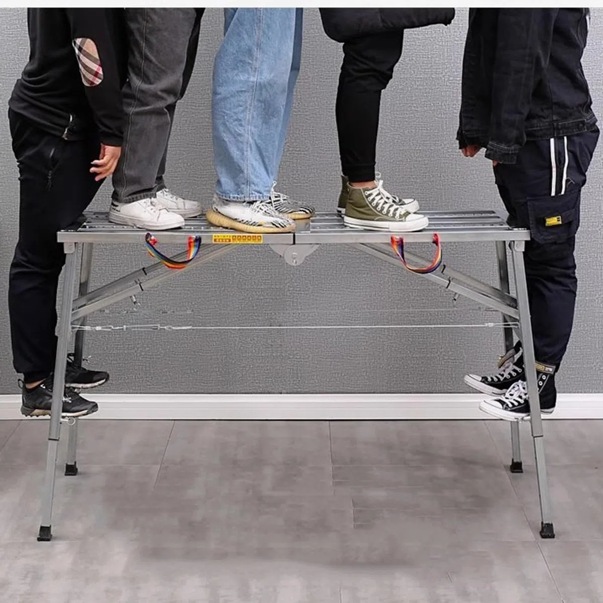 Plataforma de Trabajo Plegable, Andamio Ajustable Portátil, Andamio Resistente para Limpieza de Techos, Taburete Escalón para Remolque Vehículo, 160 x 30 cm