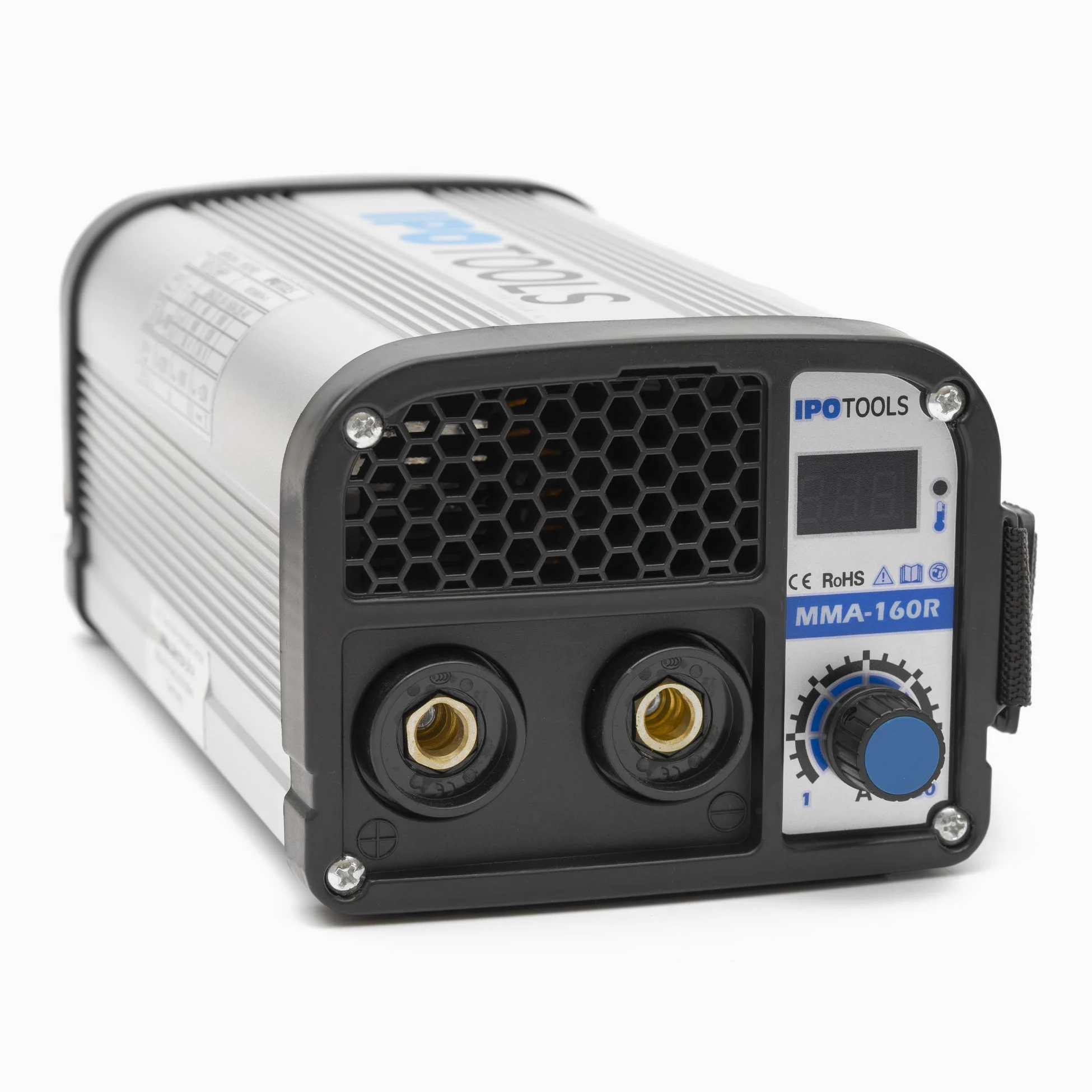IPOTOOLS Dispositivo de soldadura MMA-160R con electrodos, inversor IGBT, dispositivo de soldadura MMA con 160 amperios, pantalla LCD digital, 230 V, antiadhesivo, arranque en caliente, Arc-Force