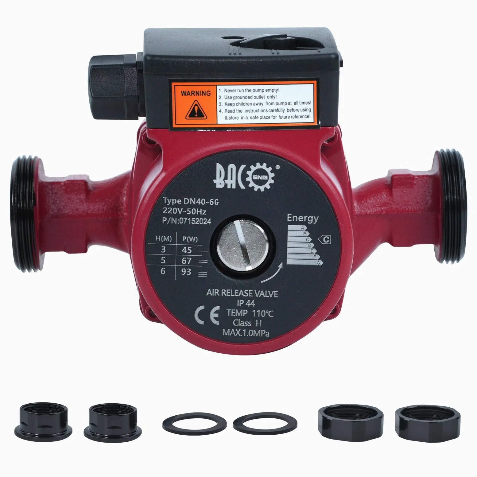 BACOENG Bomba de Circulación RS25/6-180 Bombas de Recirculacion Calefacción para Sistemas Circuladora Calefaccion Central 220V/50Hz