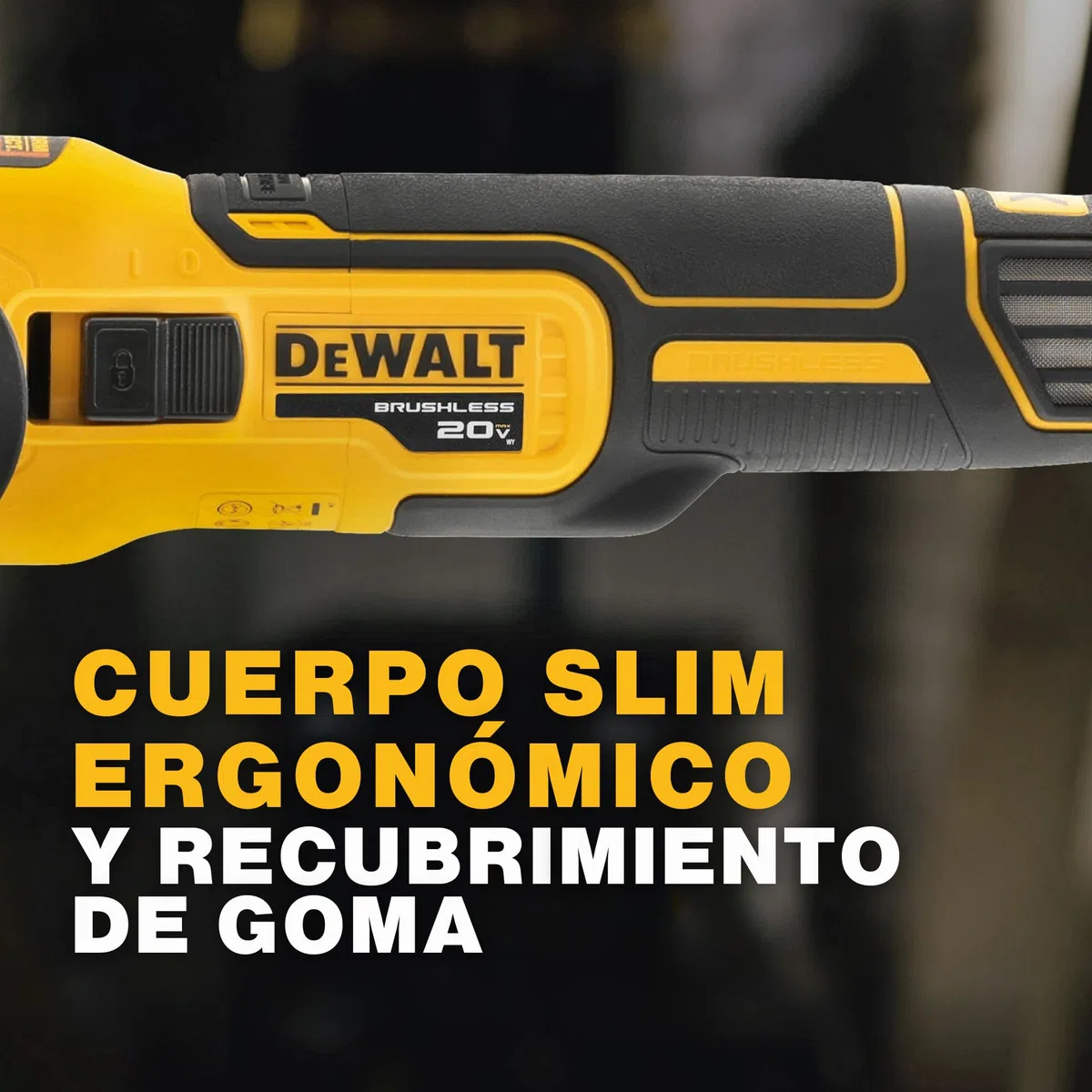 DEWALT Amoladora Angular 18V XR Sin Escobillas 125mm Cabezal Plano, Inalámbrica para Espacios Reducidos, Corte de Metal, Mayor Seguridad y Protección contra Polvo, Solo Cuerpo – DCG405FN-XJ