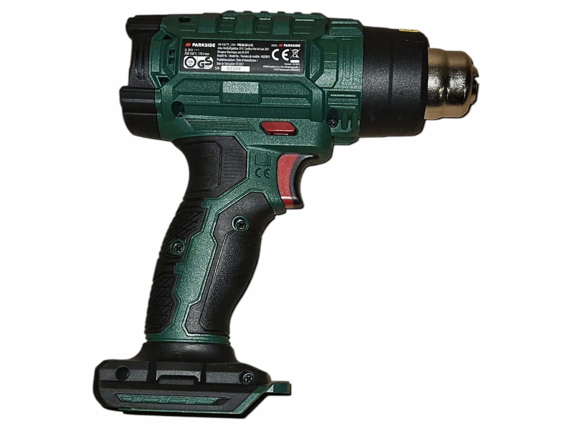 Parkside - Soplador de aire caliente con batería »PHLGA 20-Li A1«, sin batería y cargador