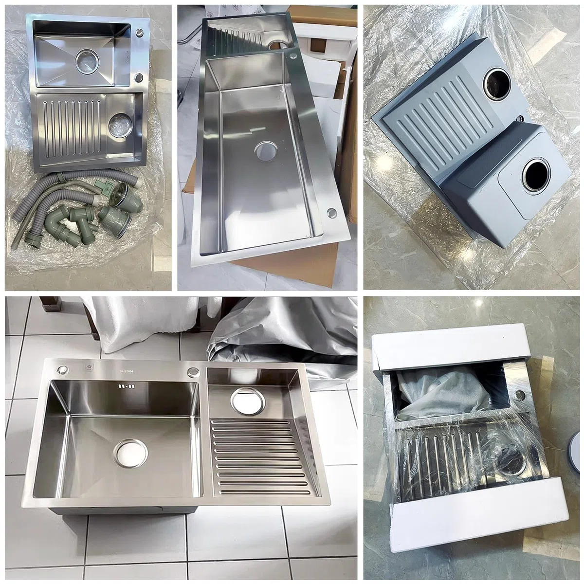 Fregadero para Lavandería, Tina De Lavado con Panel De 4 Mm De Grosor, Lavabo De Acero Inoxidable, Lavabo para Estación De Trabajo Grande con Válvula De Ángulo, Kit De Drenaje (Color : Right, S : 80