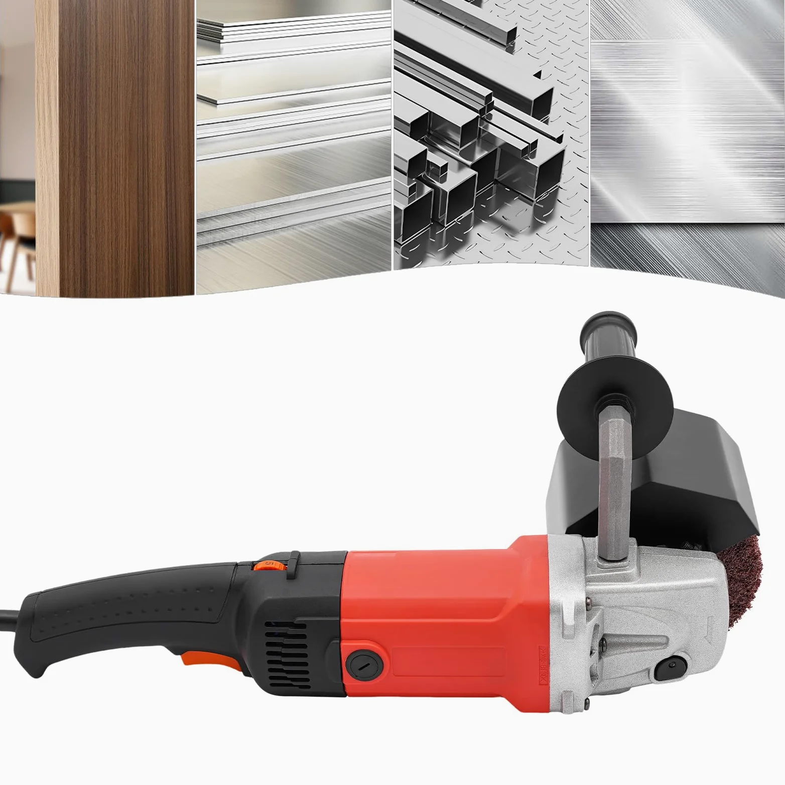 Rectificadora, 2200 W, rodillo de lijado, pulidora de burnishing, 6 velocidades, velocidad ajustable, 600-3000rpm, amoladora, amoladora de satén de 2 ruedas