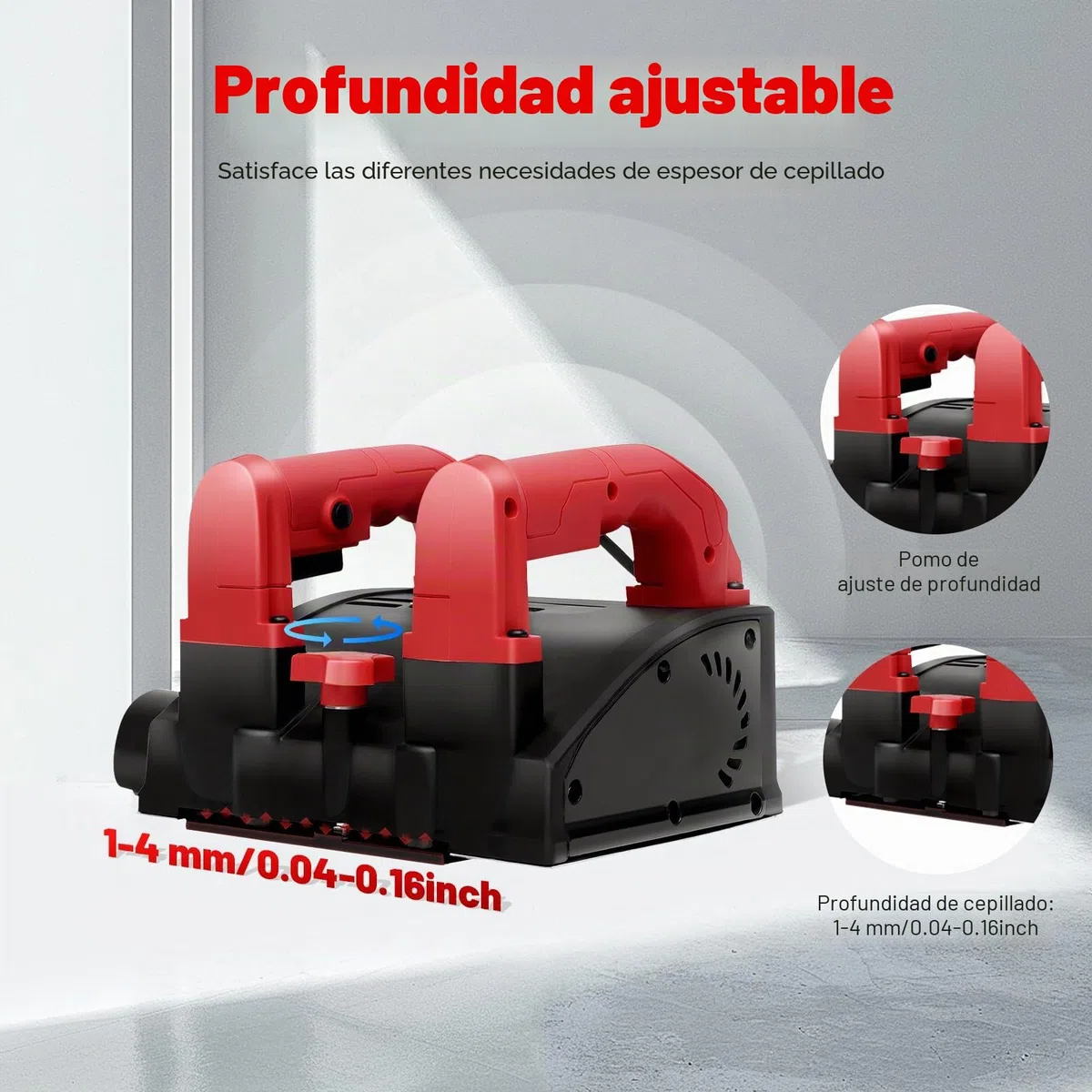 1200 W Muro Rompedor, Amoladora de hormigón con 26 cuchillas Velocidad 3000 R/MIN Ajuste de altura 1-4 mm para pared Concrete yeso yeso mortero agua cal
