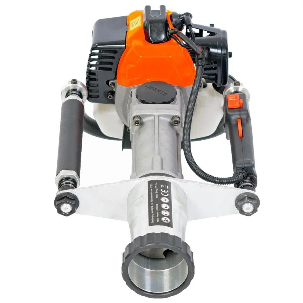 Martillo Demoledor de gasolina 32,7 cc FUXTEC FX-PR165 Motor de 2 tiempos con dos adaptadores de 20-45 mm y 46-80 mm para postes de madera, metal y aglomerado