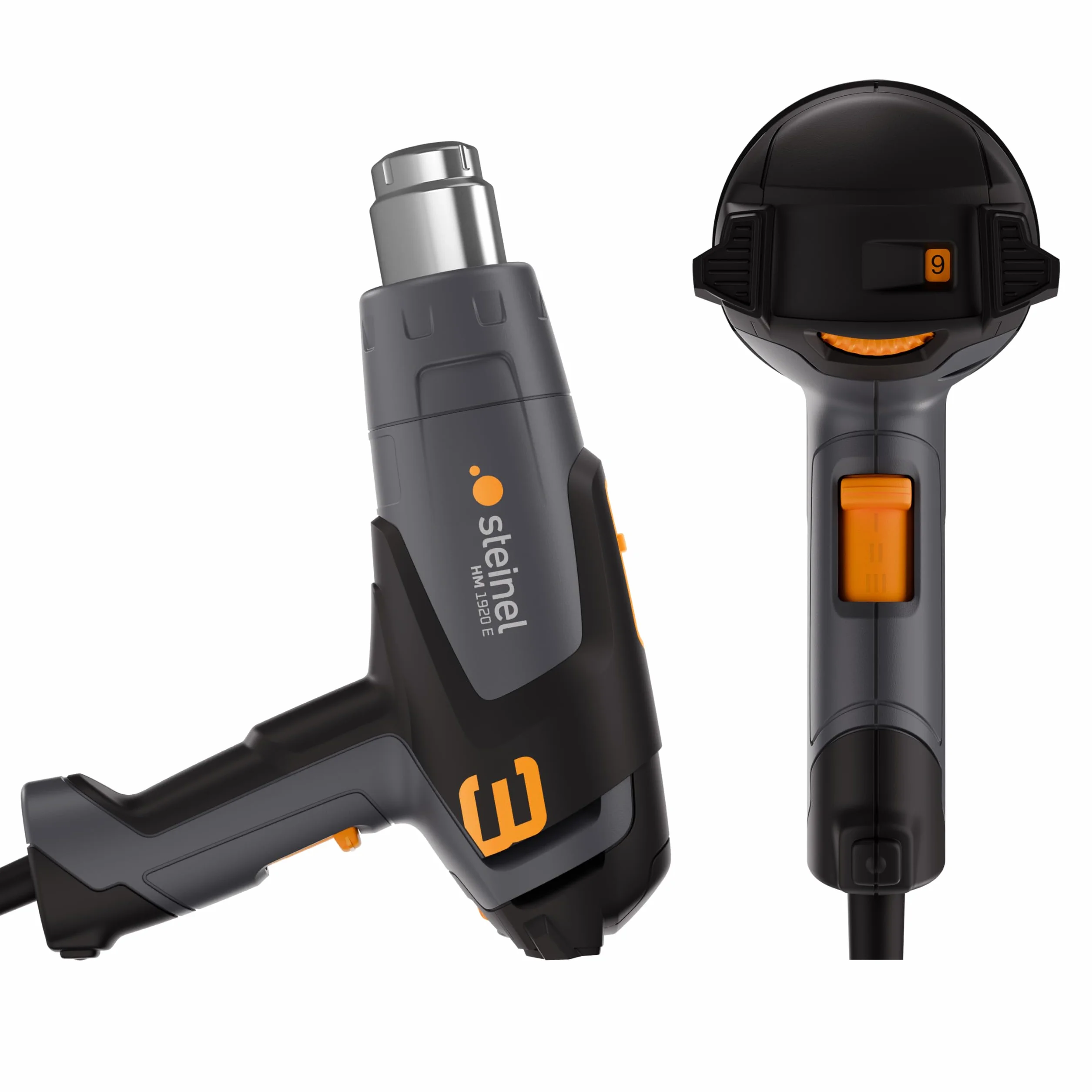 Steinel Pistola de aire caliente HM 1920 E, 2000 W, 80-600°C, pistola de aire caliente con calefacción cerámica, para retracción, filmación y soldadura de plásticos