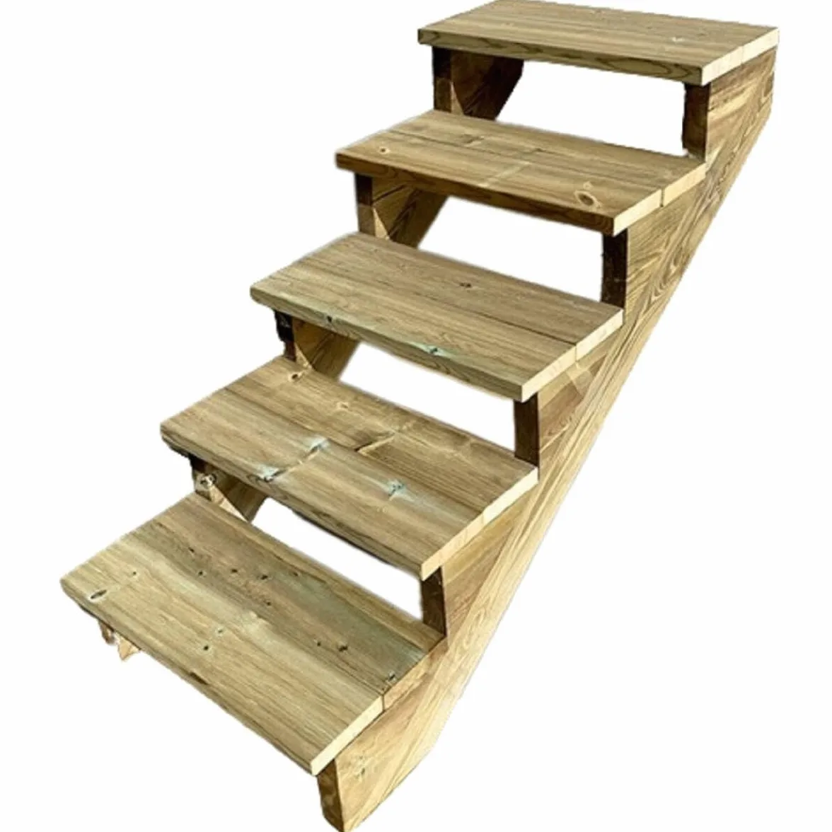 Escalera exterior de madera, de 2 a 7 peldaños, kit listo para usar, de madera, para jardín, balcón y terraza ( 5 peldaños sin contrahuellas,80 cm)