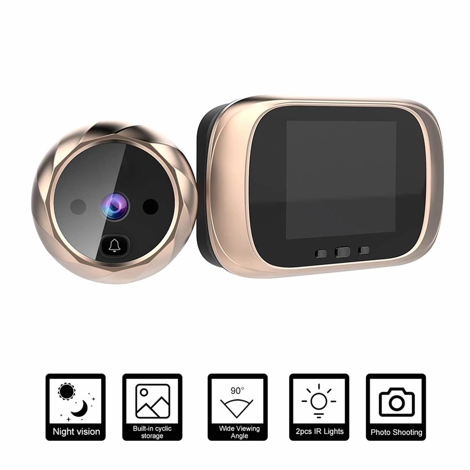 Mirillas Digitales para Puerta con Pantalla LCD de 2,8 Pulgadas, Visión Nocturna, Vigilancia Digital de la Puerta para la Seguridad Del Hogar