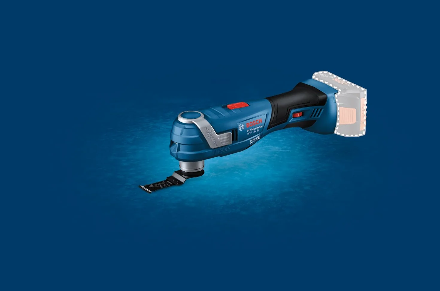 Bosch Professional 18V System multiherramienta a batería GOP 18V-34 (motor sin escobillas, Vibration Control, empuñadura estrecha 180 mm, incl. 1 hoja de sierra, L-BOXX, sin batería/cargador)