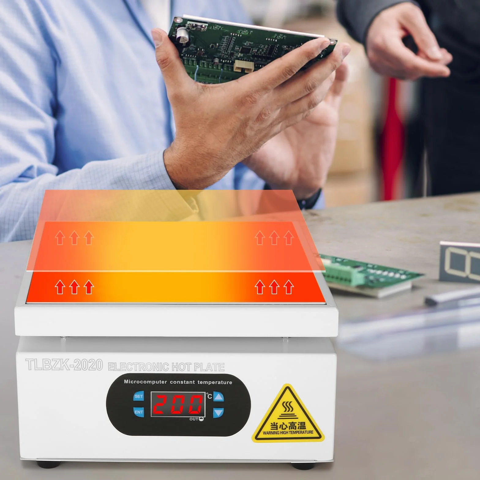 700W 220V Estación de Soldadura Placa Calefactora, LED Microordenador Precalentador Eléctrico para Laboratorio (200X200mm)