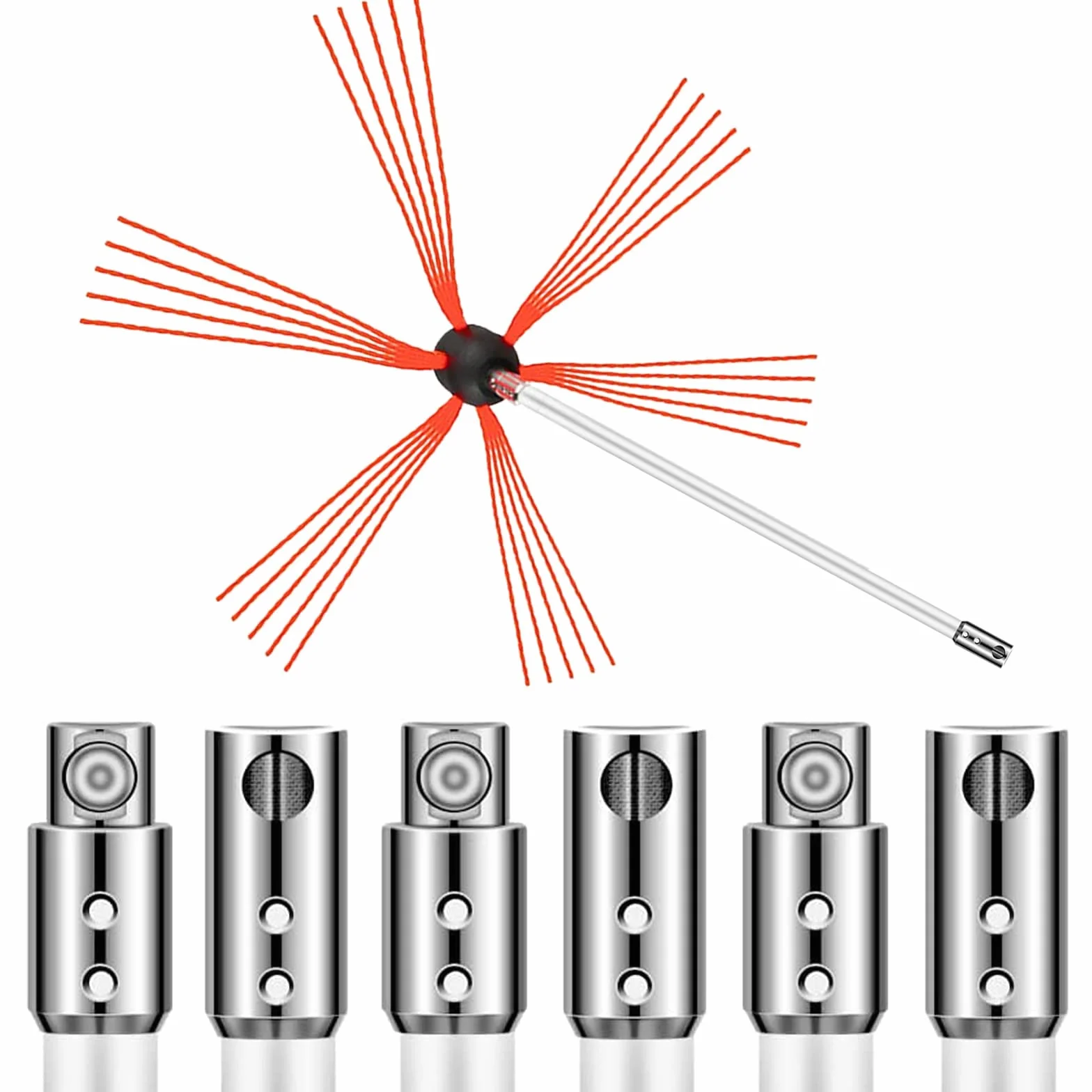 VEVOR Kit de Deshollinamiento Limpieza de Chimenea 23FT Sooteater Kit de Limpieza de Chimenea Esta Herramienta Integral para Dividir Tuercas Varios Campos como La Industria Mecánica