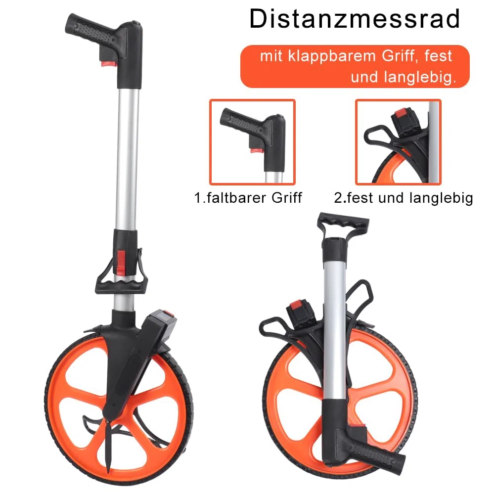 Cocoarm - Medidor plegable de precisión de 0-9999,9 m, rueda de medición, medidor de distancias
