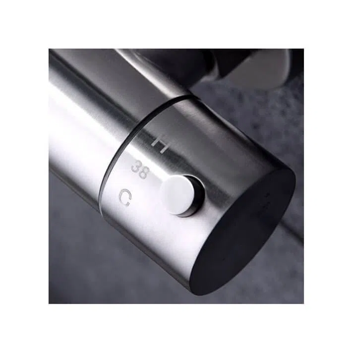 IMEX - Conjunto de ducha termostática de acero inoxidable S316 - Columna de ducha con control de temperatura con Rociador redondo y mango de ducha - Grifos de ducha - Serie Moscú IMEX BTK017/AC