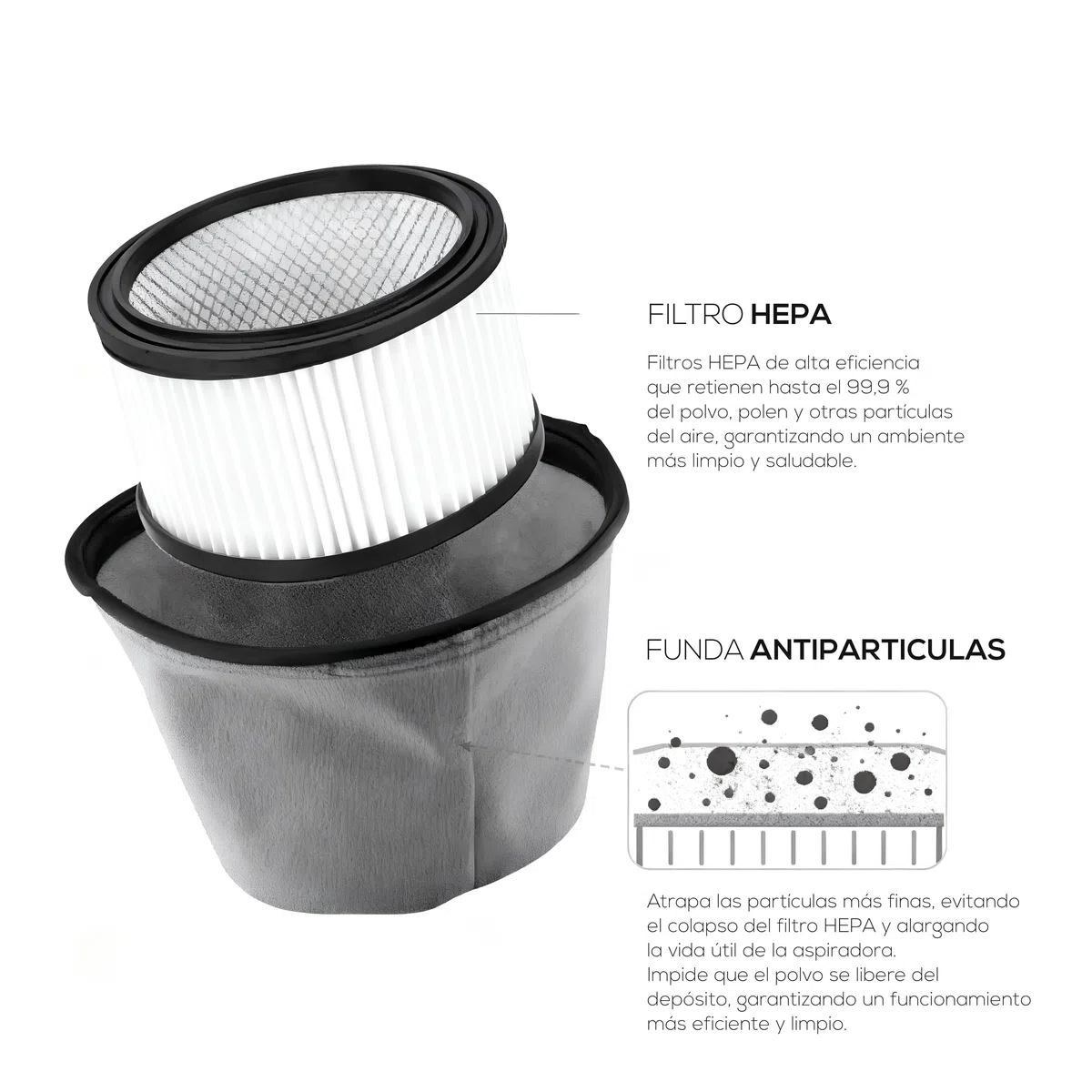 Aspirador de Cenizas - Chimenea, Pellet y Barbacoas - Potencia de 1.200W - Capacidad de 20 L - Fabricado en Acero Inoxidable - Incluye Manguera de 1m y Funda para Filtro - Función Soplador - Dicogar