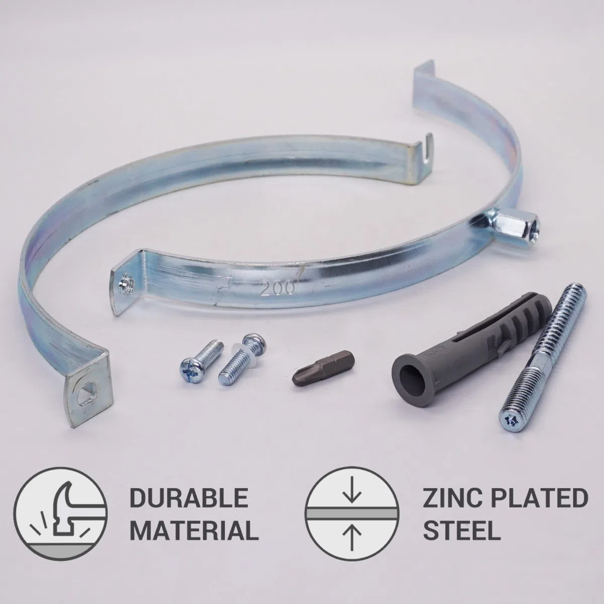 SKIR'CO (4 piezas) Soportes de tubería para tubos de 200 mm, soportes de tubería para montaje en pared y techo, abrazaderas de tubería