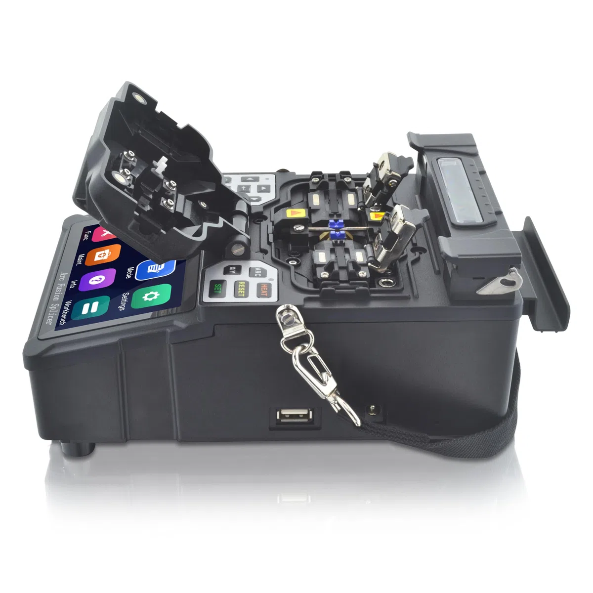 Alineación de Núcleo ARC Fusionadora de Fibra Óptica con 10xElectrodos y Pantalla Táctil de 4,3" Baja Pérdida de Empalme Mini Fusion Splicer Auto Empalmadora de Fibra Óptica -SS411F-511