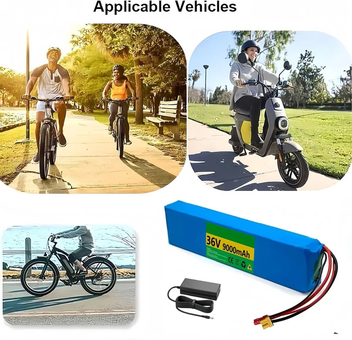 Batería De Litio De 36V Y 9Ah para Patinete Eléctrico Y Bicicleta Eléctrica, con Cargador.