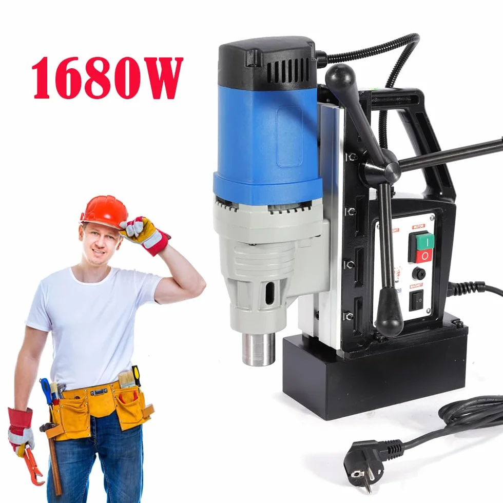 Taladro magnético 1680 W | Núcleo Fresadora Columna Electro-Aimante 3-28 mm | 300 RPM Velocidad del husillo (velocidad en vacío) Taladro de núcleo magnético