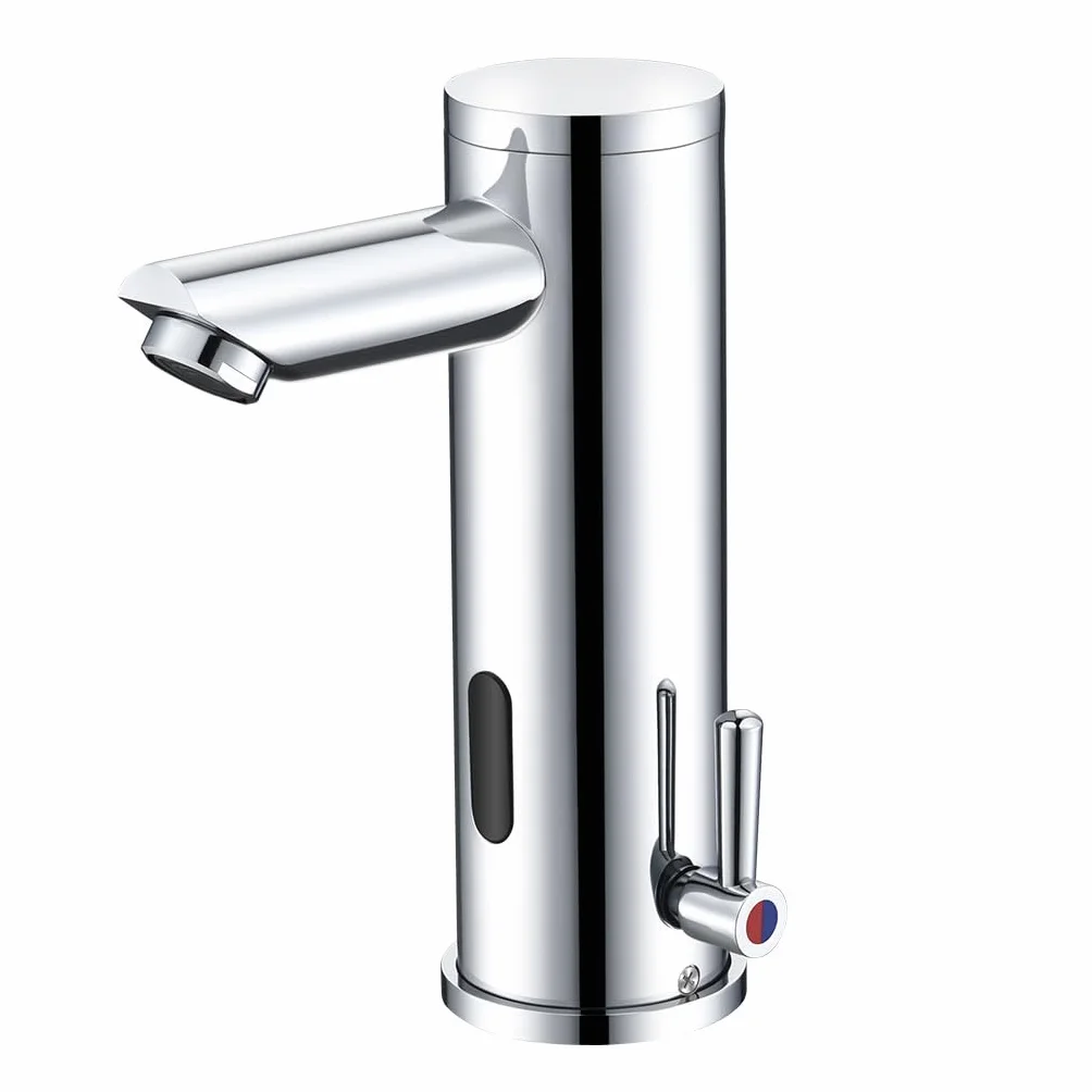 Grifo automático para lavabo de baño sin contacto, sensor activado por movimiento, grifo de latón sin contacto con mango de control de temperatura ajustable para tocador del hogar, comercial y uso de
