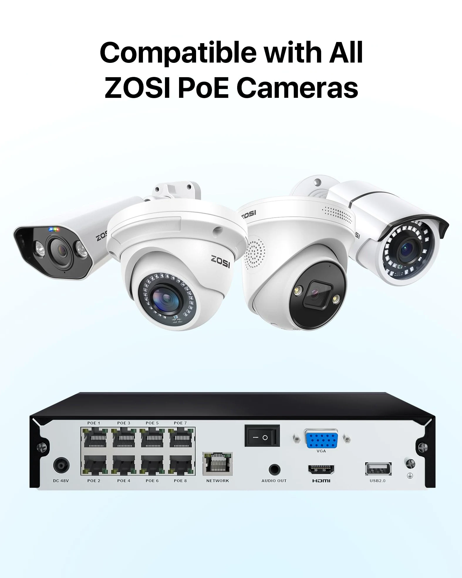 ZOSI 4K 8MP Video Grabador NVR de Seguridad con 2TB Disco Duro para Grabación 24/7, Funciona con ZOSI Cámaras de Vigilancia Exterior e Interior