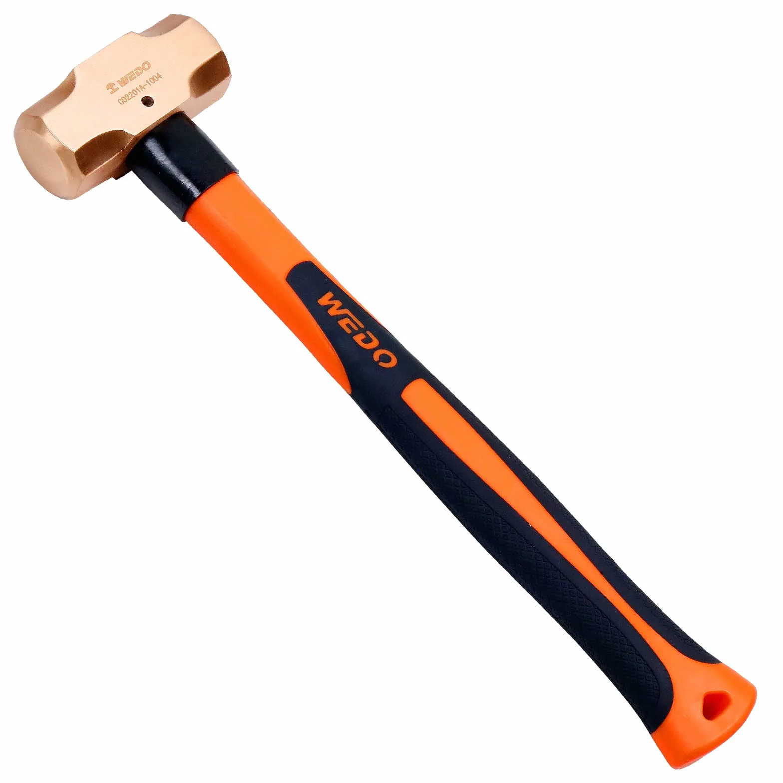 WEDO Martillo de trineo de cobre con mango de fibra de vidrio, mango largo y recto, longitud 400 mm, 4 libras