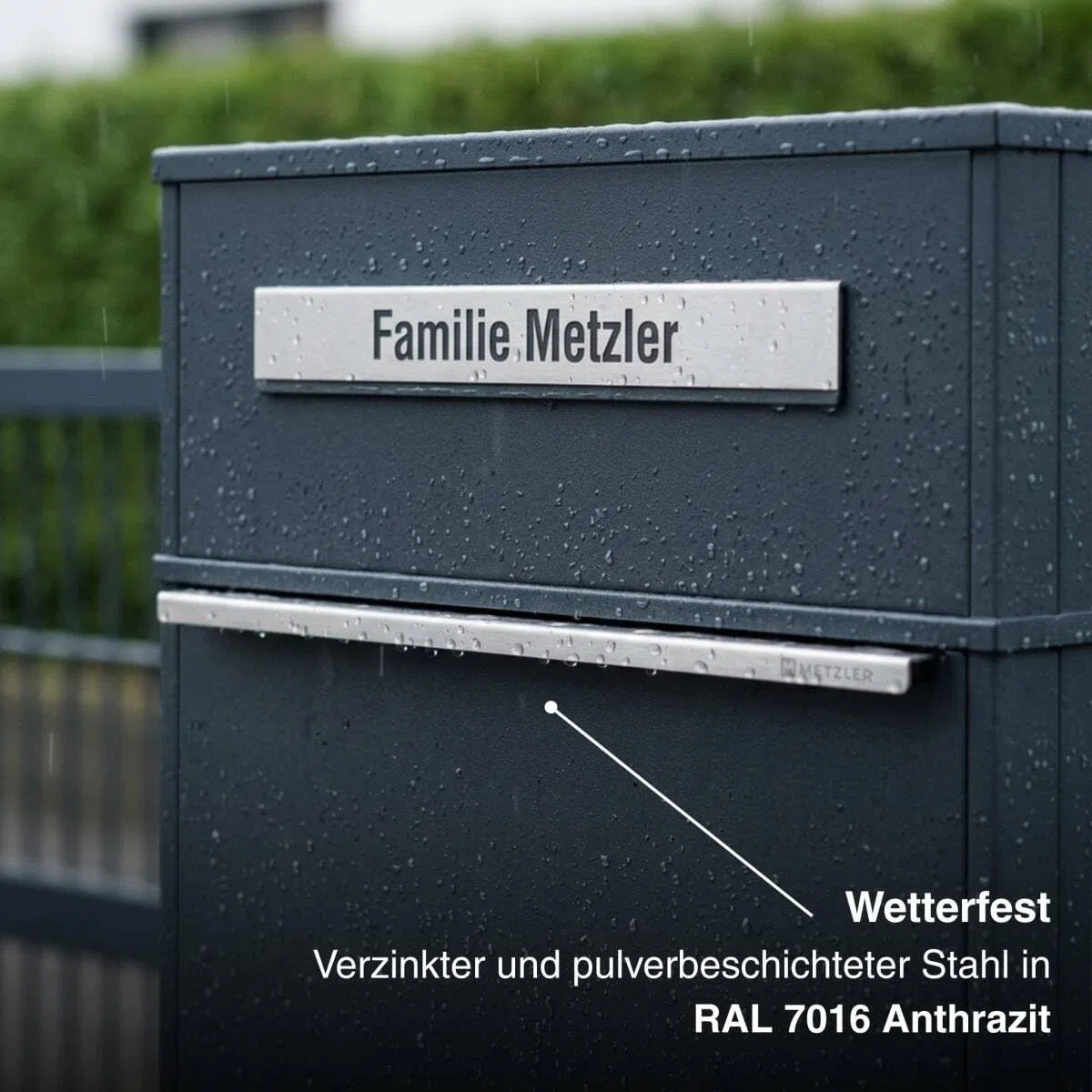 Metzler ZIVO2 - Buzón para Paquetes (Extractor Trasero, Exterior, Grande, XXL, Personalizable, en RAL7016), Color Gris Antracita
