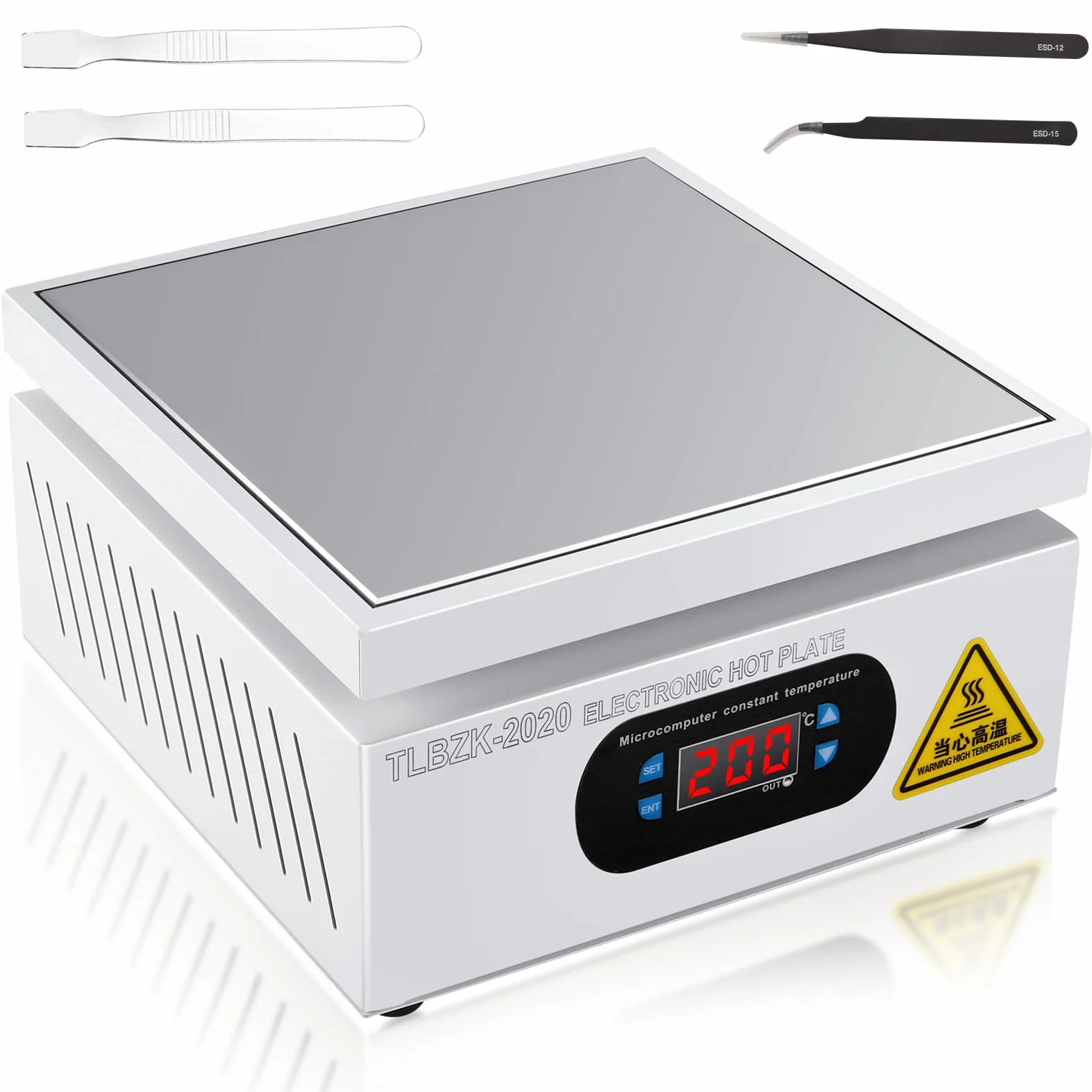 700W 220V Estación de Soldadura Placa Calefactora, LED Microordenador Precalentador Eléctrico para Laboratorio (200X200mm)