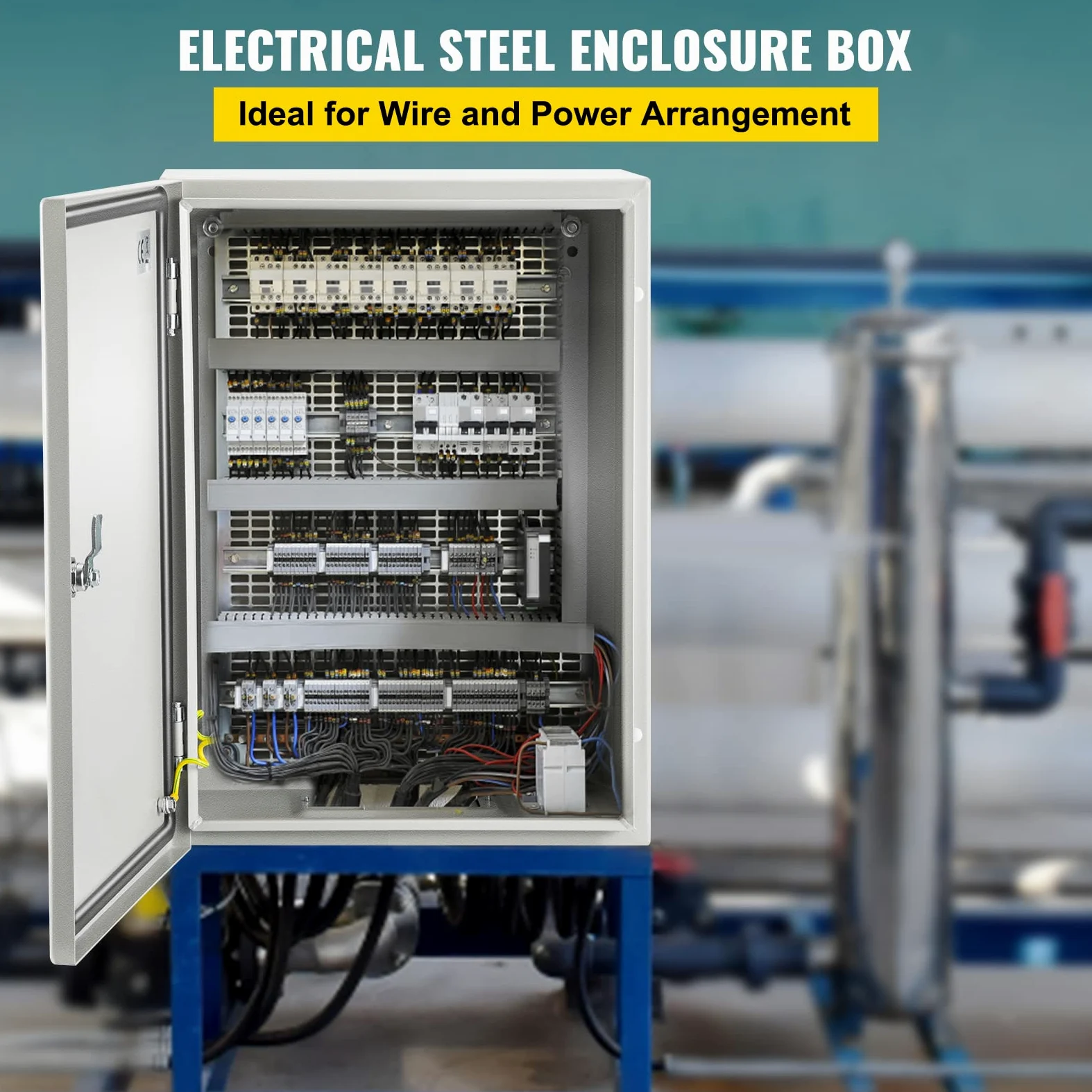 VEVOR Caja NEMA de Acero al Carbono 40 x 30 x 20 cm Caja de Gabinete Eléctrico NEMA 4X IP66 a Prueba de Agua y Polvo Caja de Conexiones Eléctricas para Exteriores e Interiores con Placa de Montaje