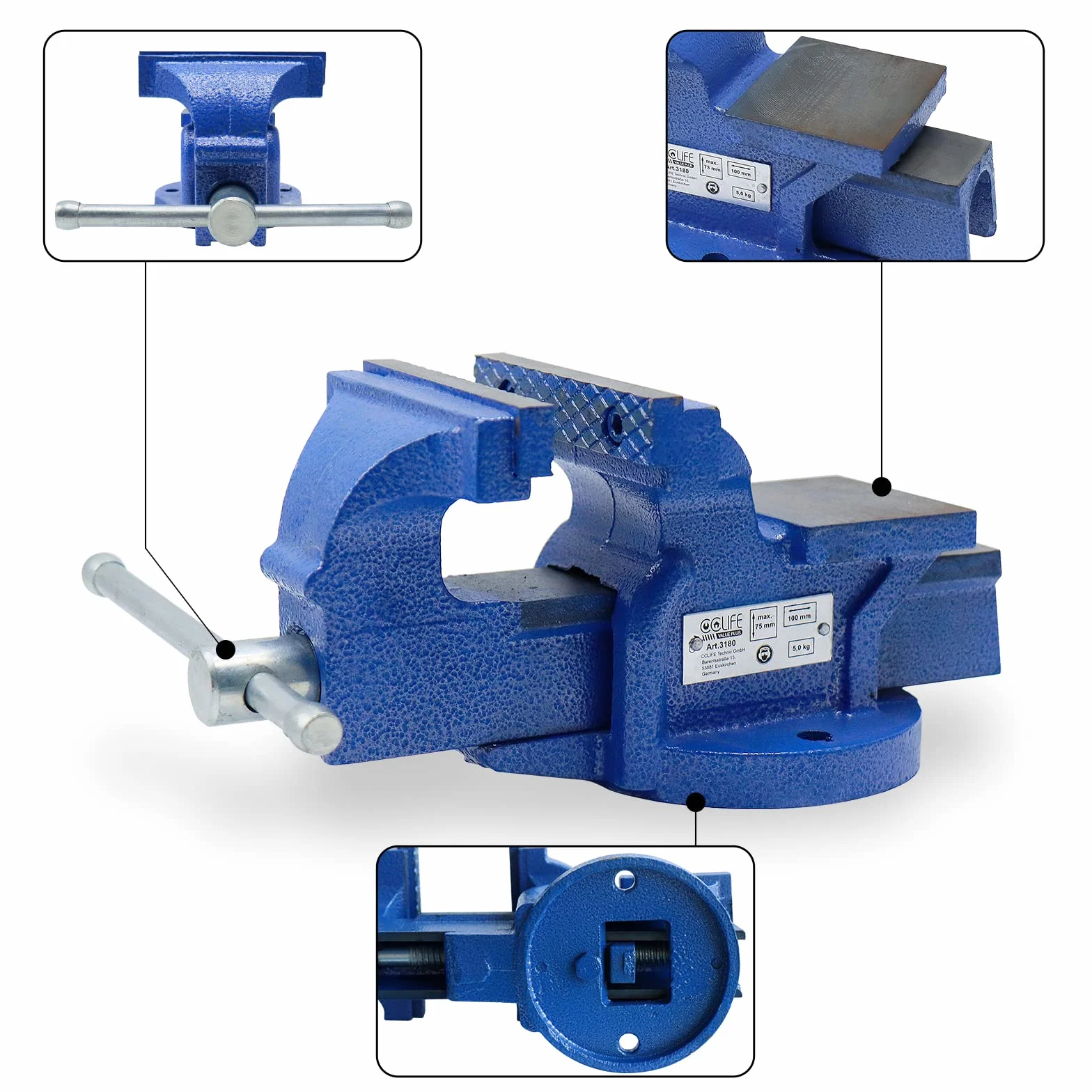 CCLIFE Tornillo de Banco 100mm/125mm Tornillo para Banco de Trabajo