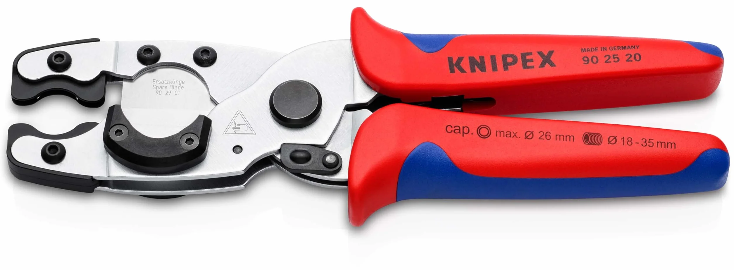 KNIPEX Cortatubos para tubos multicapa y de protección cromado con mangos multicomponente 210 mm, 90 25 20