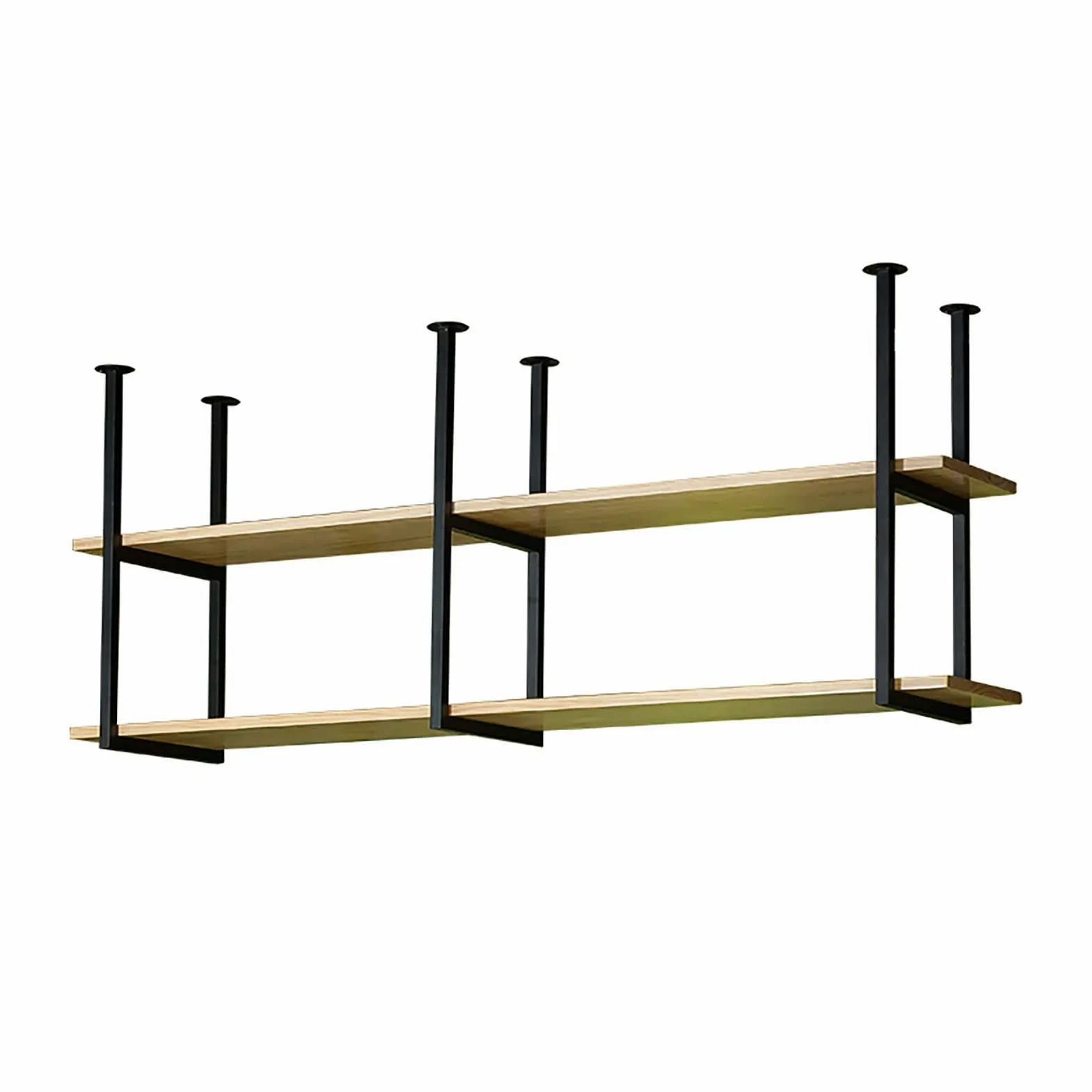 Estantes flotantes de 2 capas con soportes de estante de techo, estante decorativo montado en la pared para bar restaurante, estante colgante fácil de instalar para organización y almacenamiento del