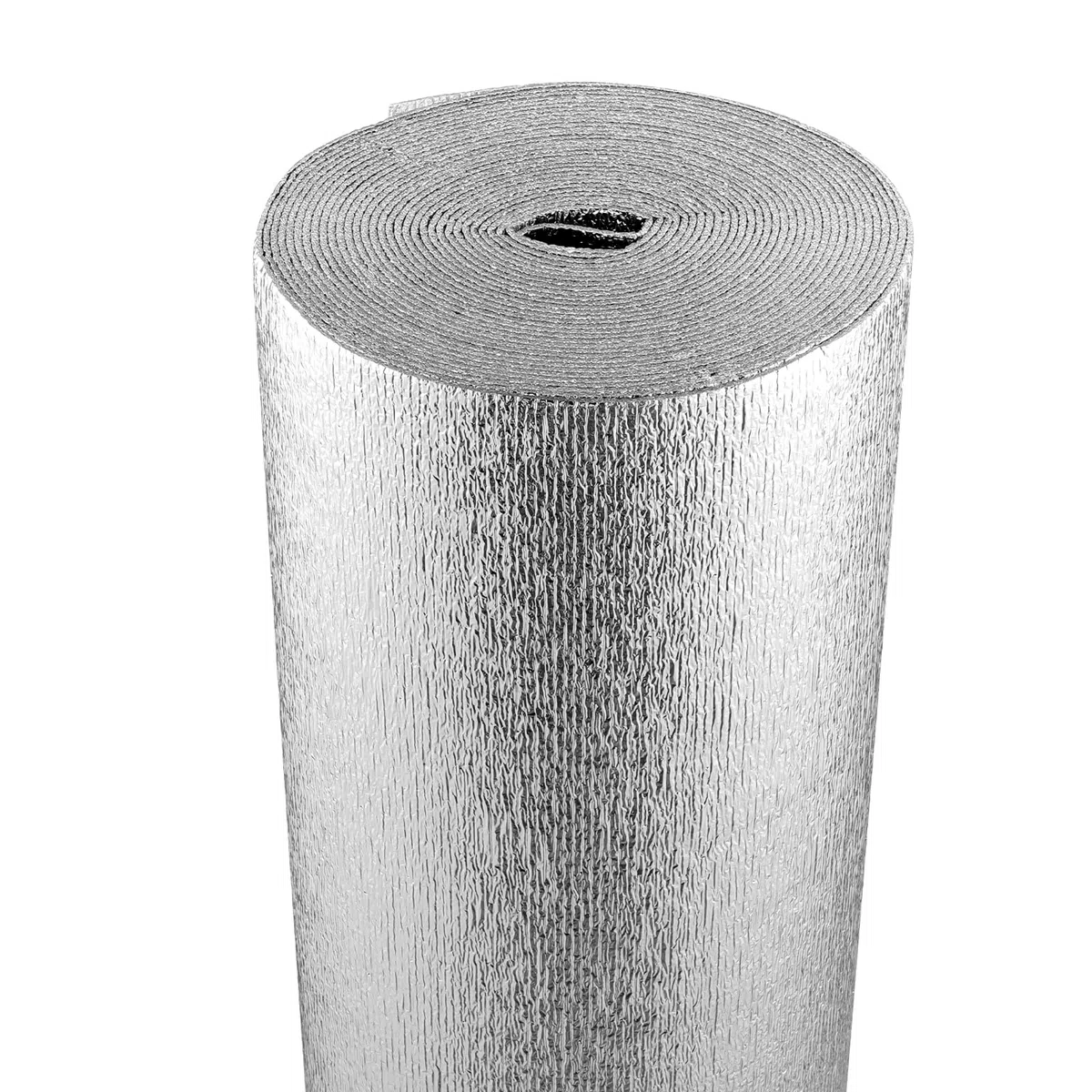VEVOR Aislamiento Térmico Reflectante Doble Rollo de Aislamiento Barrera Radiante 15,24x1,22 m Núcleo de Espuma EPE Espesor de 3,2 mm Lámina de Aluminio Doble Cara para Ventana, Techo de RV