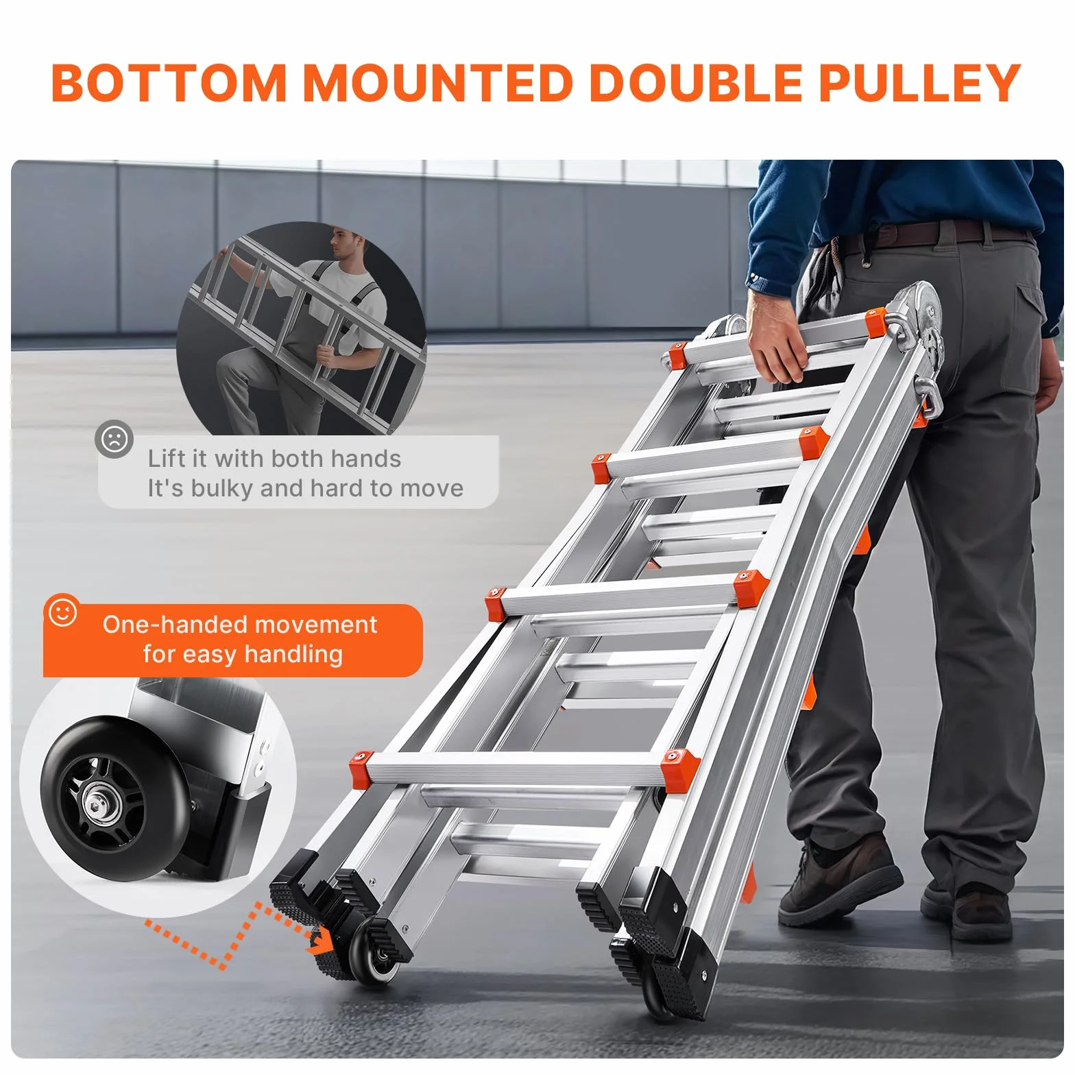 VEVOR Escalera Telescópica con Estructura en A Escalera Extensible 400 cm Escalera Plegable Portátil para RV, Tareas Escolares, Escalera de Techo para Interiores y Exteriores Carga de 149,7 kg