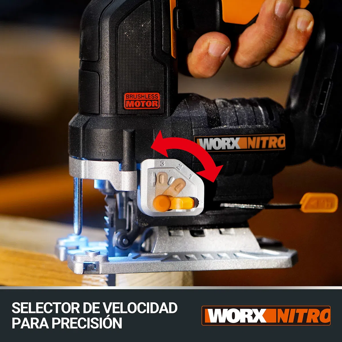 WORX Sierra de calar 20V | Power Share | WX542.9 Potente motor sin escobillas | 3 posiciones, penduleo y tubo de aspiración | sin batería ni cargador | Caja de cartón