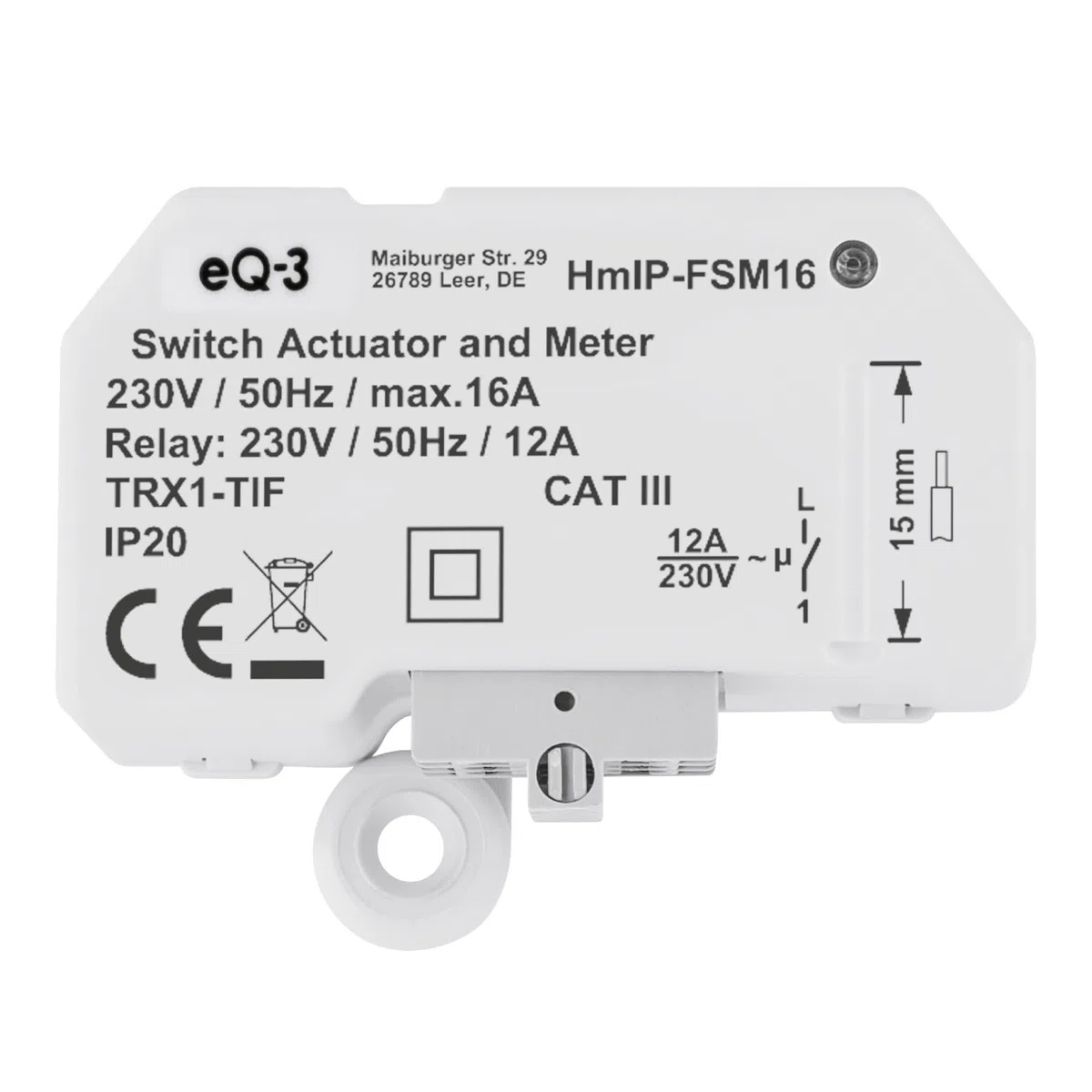Homematic IP Smart Home Schalt-Mess-Aktor (16 A) – Unterputz, Aktor misst Strom, steuert Geräte und Leuchten per App, Alexa & Google Assistant, Energie sparen, 150239A0