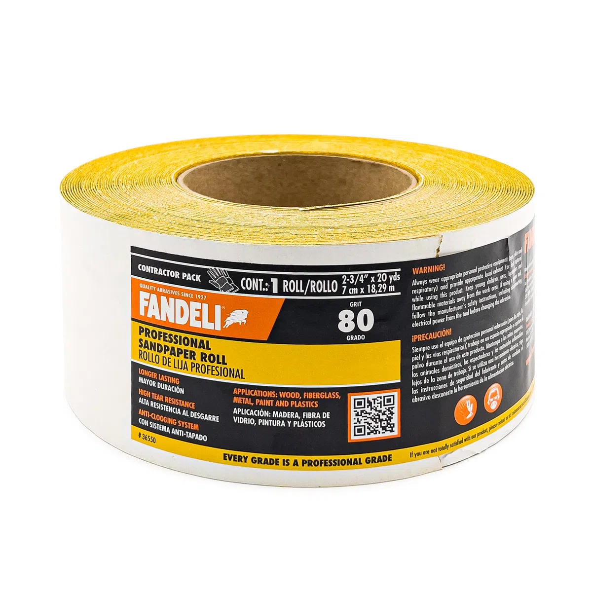 Fandeli | Rollo de Papel de Lija de Larga Duración | Ideal para Lijar Madera | Hoja Continua Autoadhesiva (Grano 80)