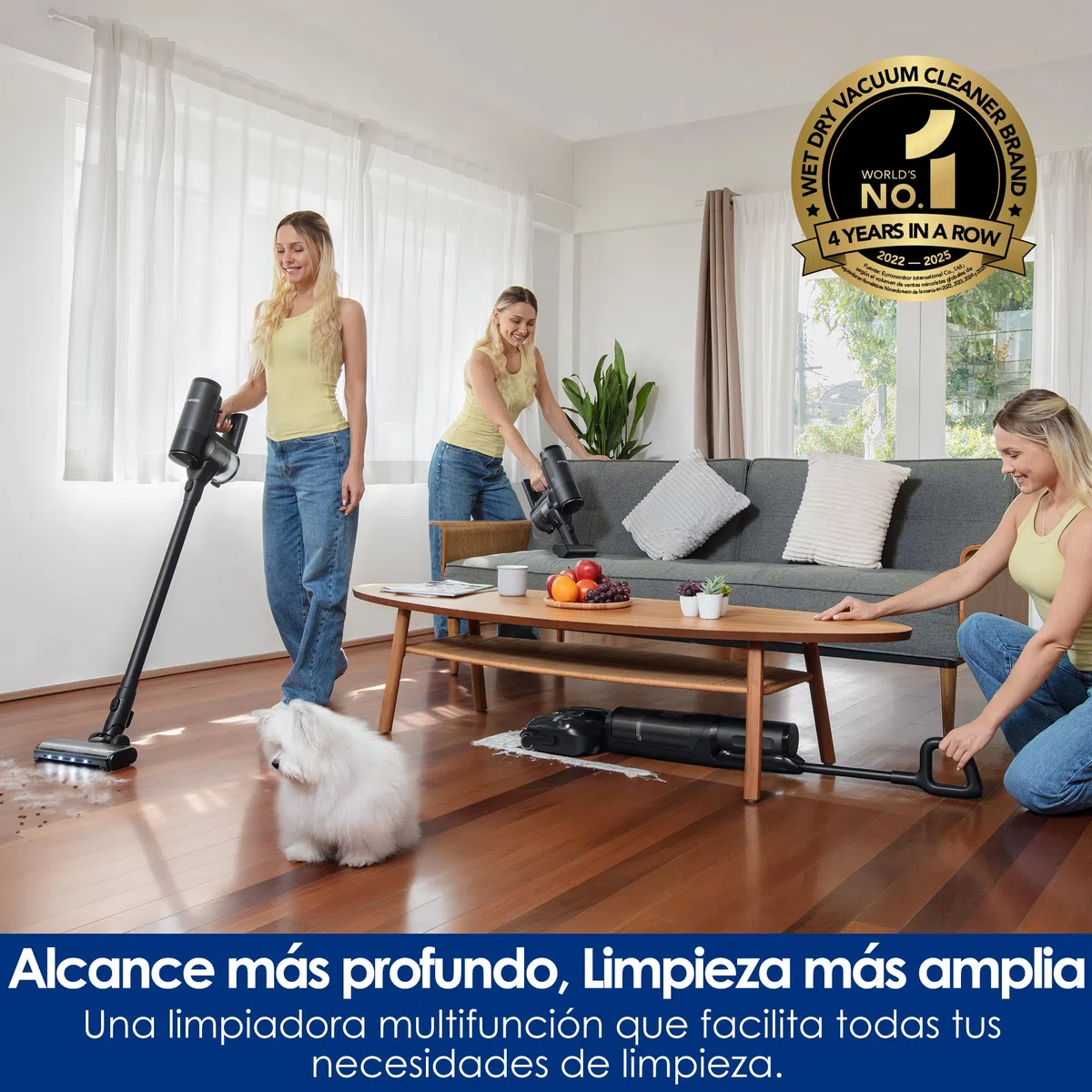 Tineco Floor One Switch S7 Stretch - Aspirador en seco y húmedo con batería 5 en 1, FlashDry Autolimpieza, DualBlock Antienredos, 50 min de autonomía, 22 kPa, Limpiador de Suelos Multifuncional para