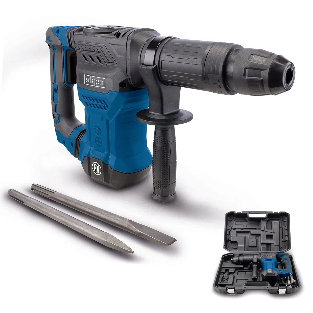 Scheppach AB1500x Concrete Hammer | 20J Impact Force | 1300W Power | SDS-Max | 4100 BPM | 6kg Light | Includes Pointed and Flat Chisel and Case